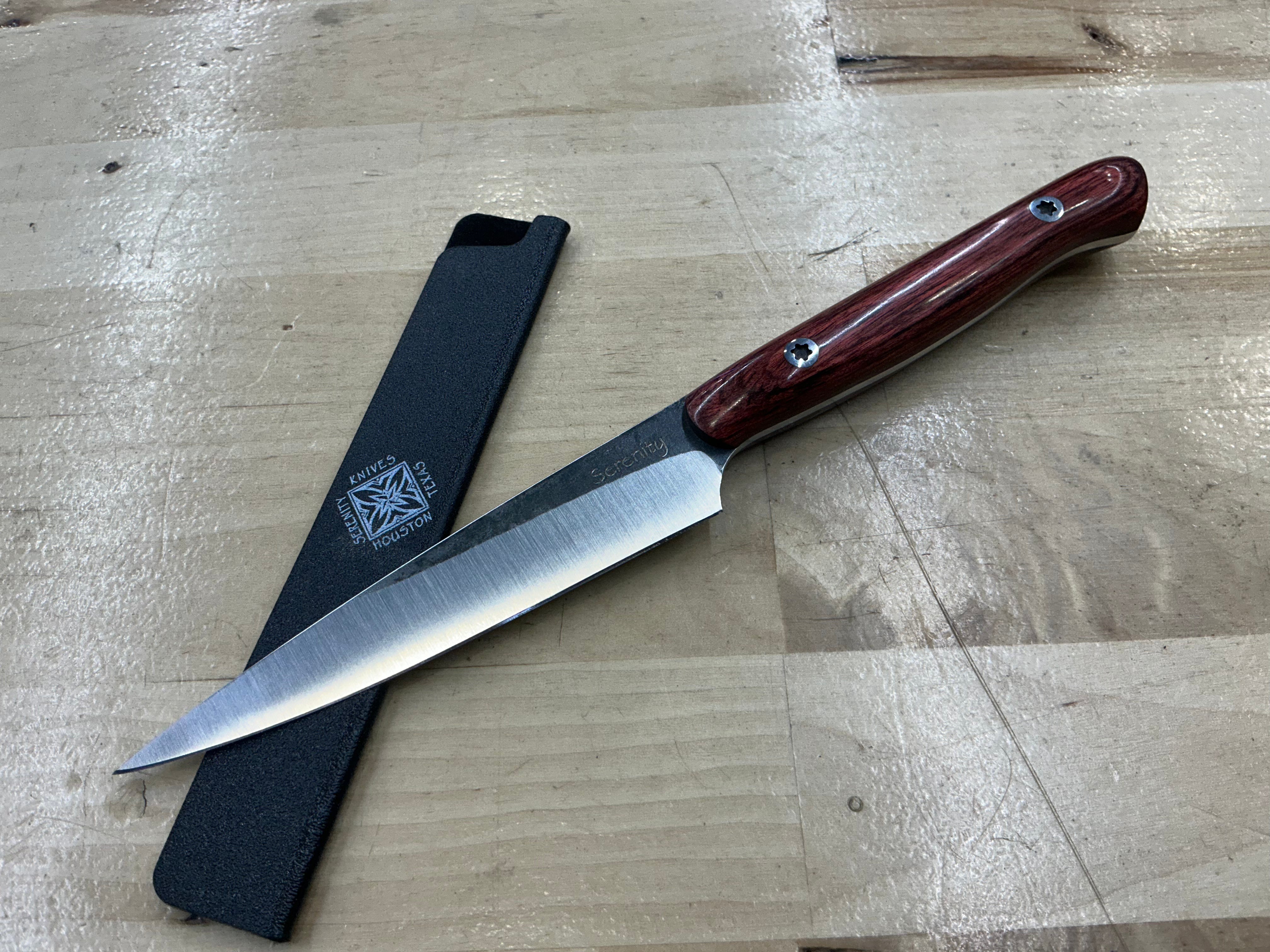 Rosewood Long Paring Knife - CPM154 - Liberty Wood Handle