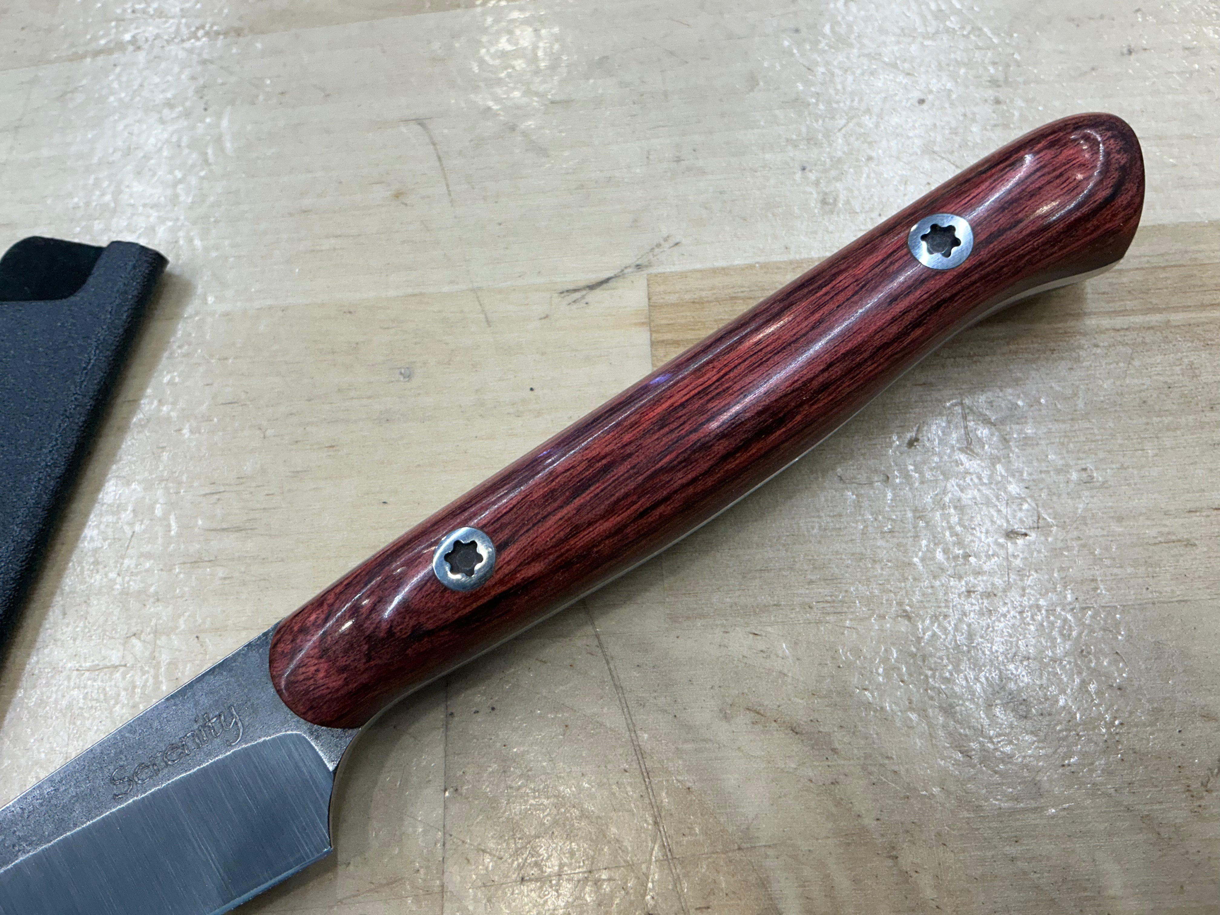 Rosewood Long Paring Knife - CPM154 - Liberty Wood Handle