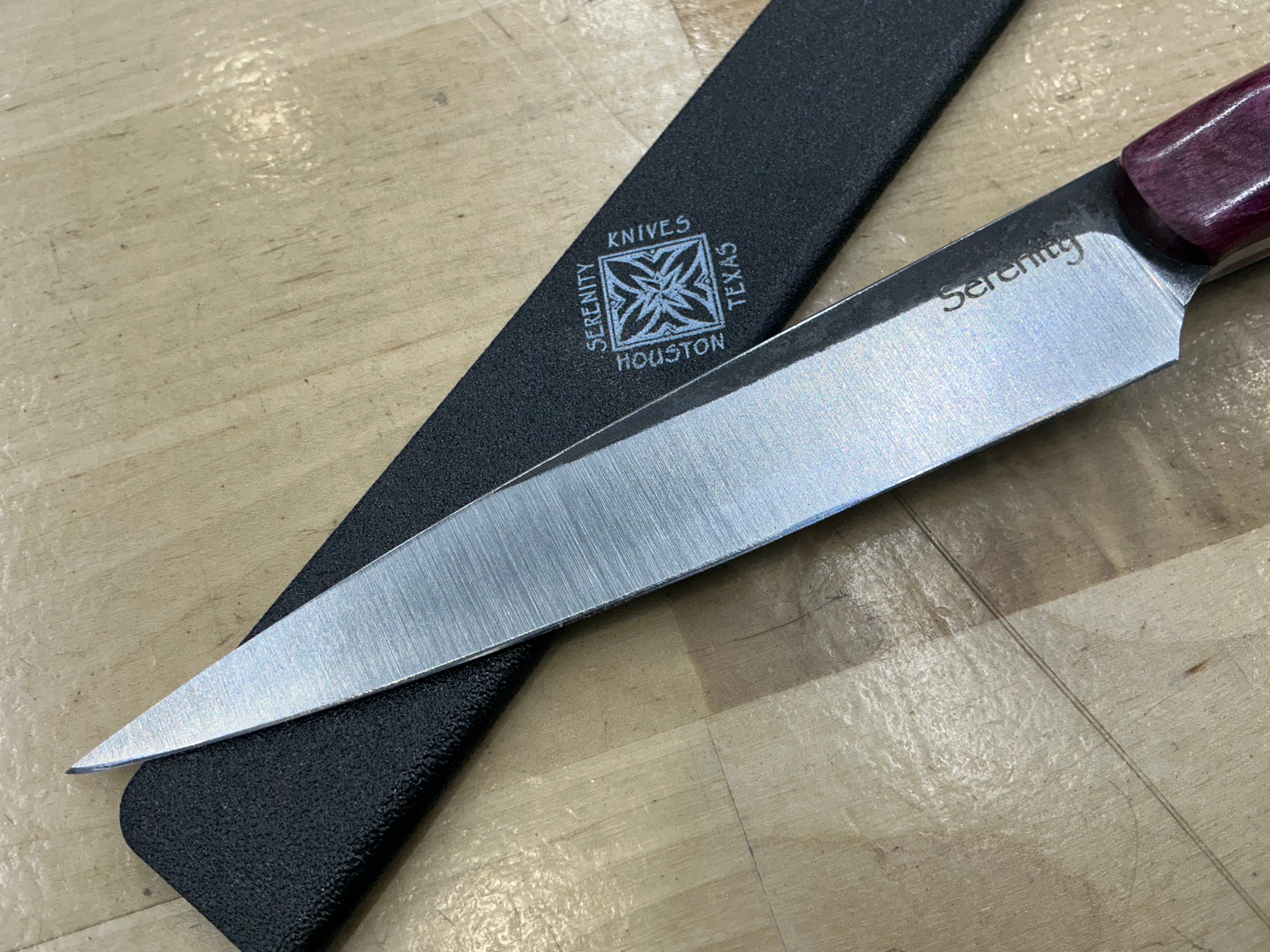Fuchsia Long Paring Knife - CPM154 - Liberty Wood Handle