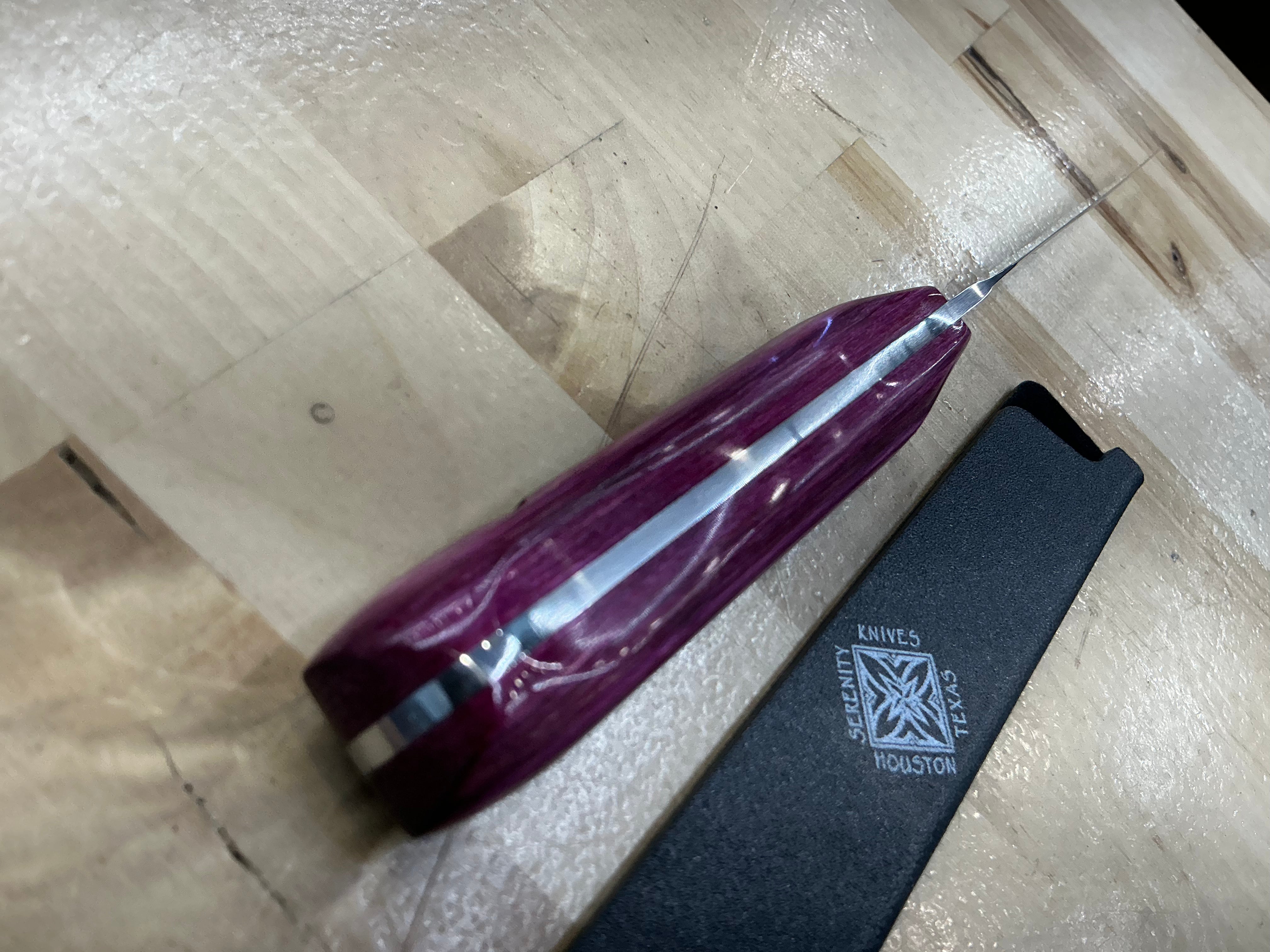 Fuchsia Long Paring Knife - CPM154 - Liberty Wood Handle