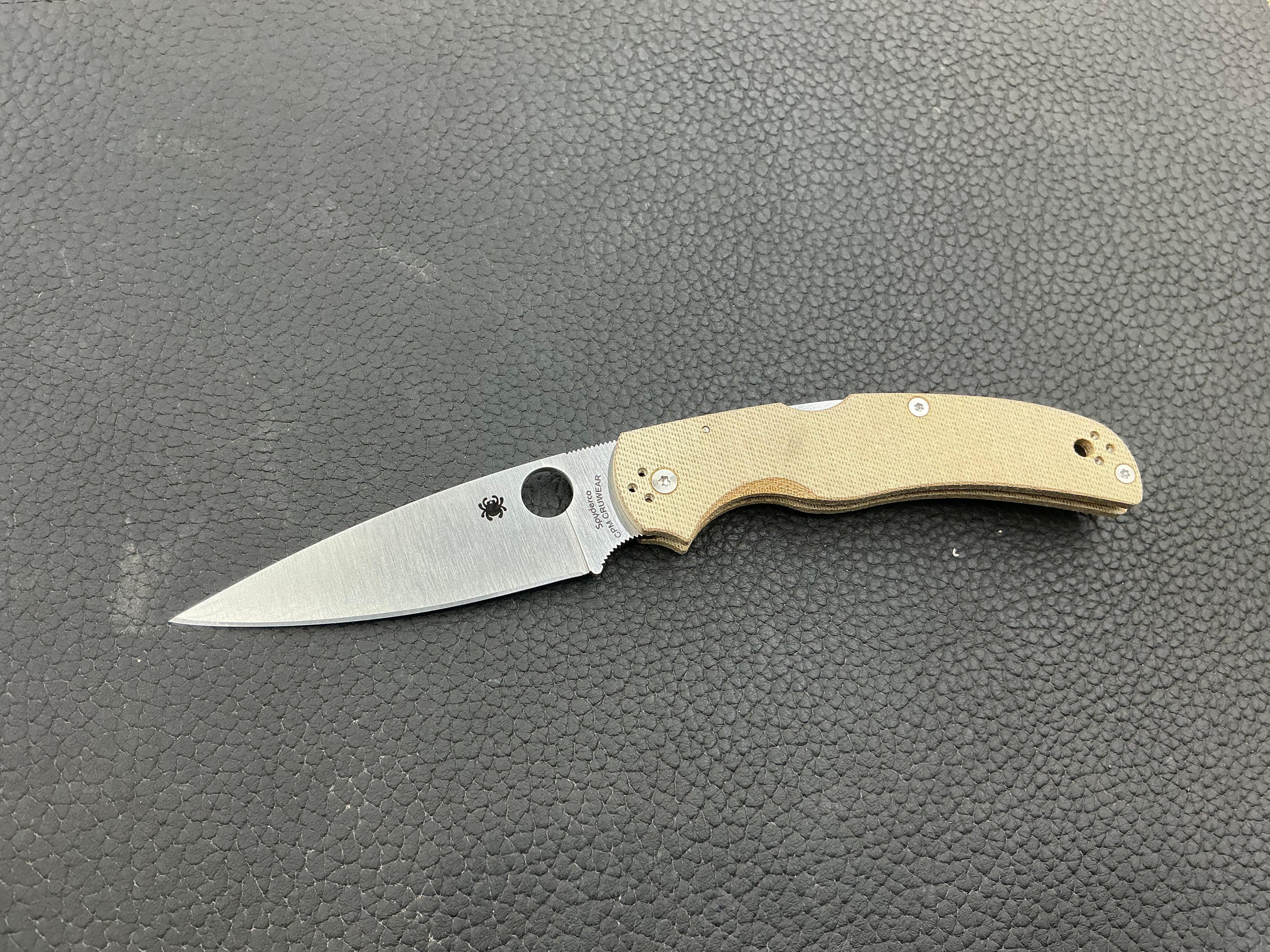 Spyderco Native Chief Lockback Knife Canvas Micarta (4" Satin CPM CRU-WEAR)