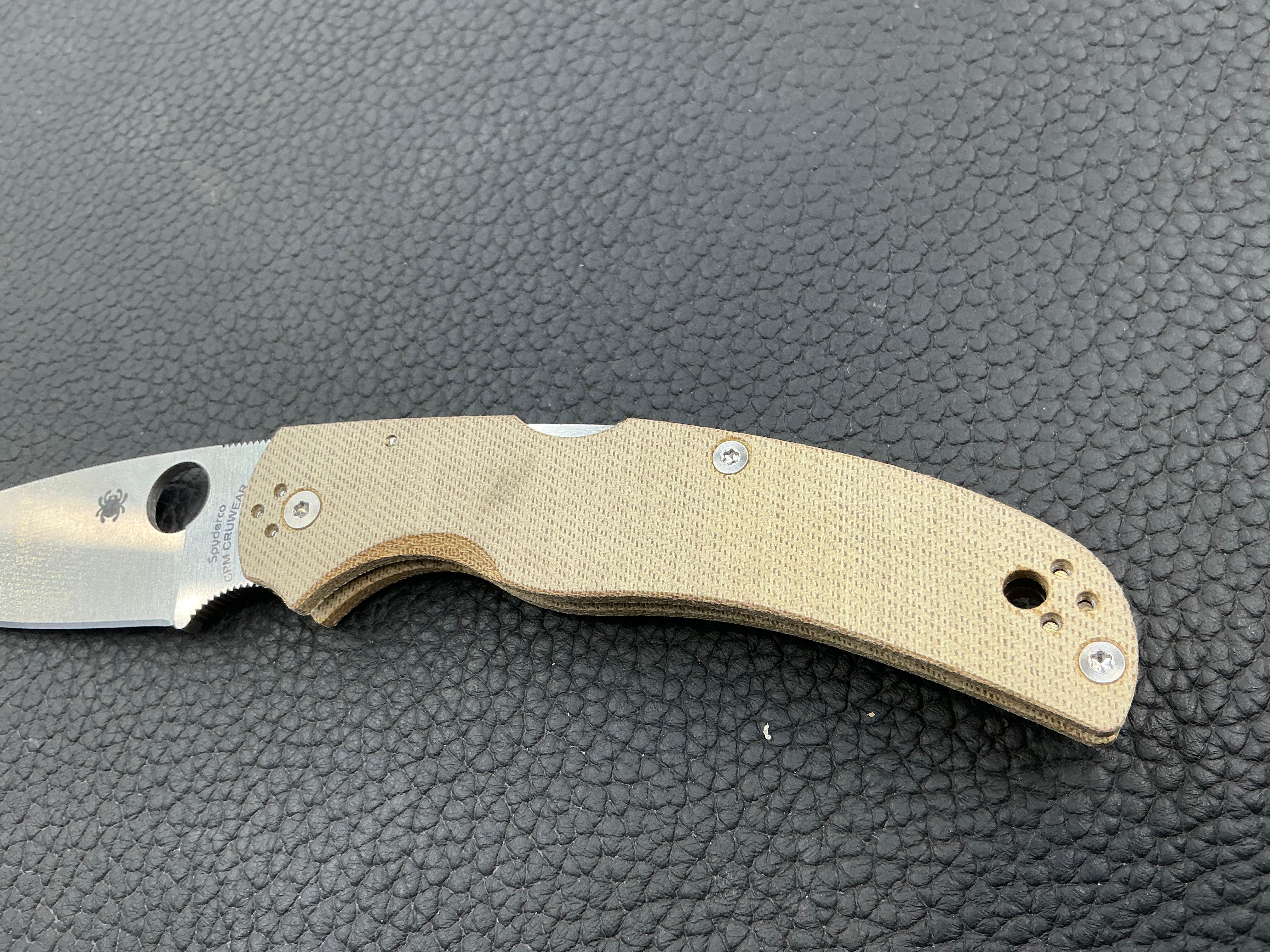 Spyderco Native Chief Lockback Knife Canvas Micarta (4" Satin CPM CRU-WEAR)