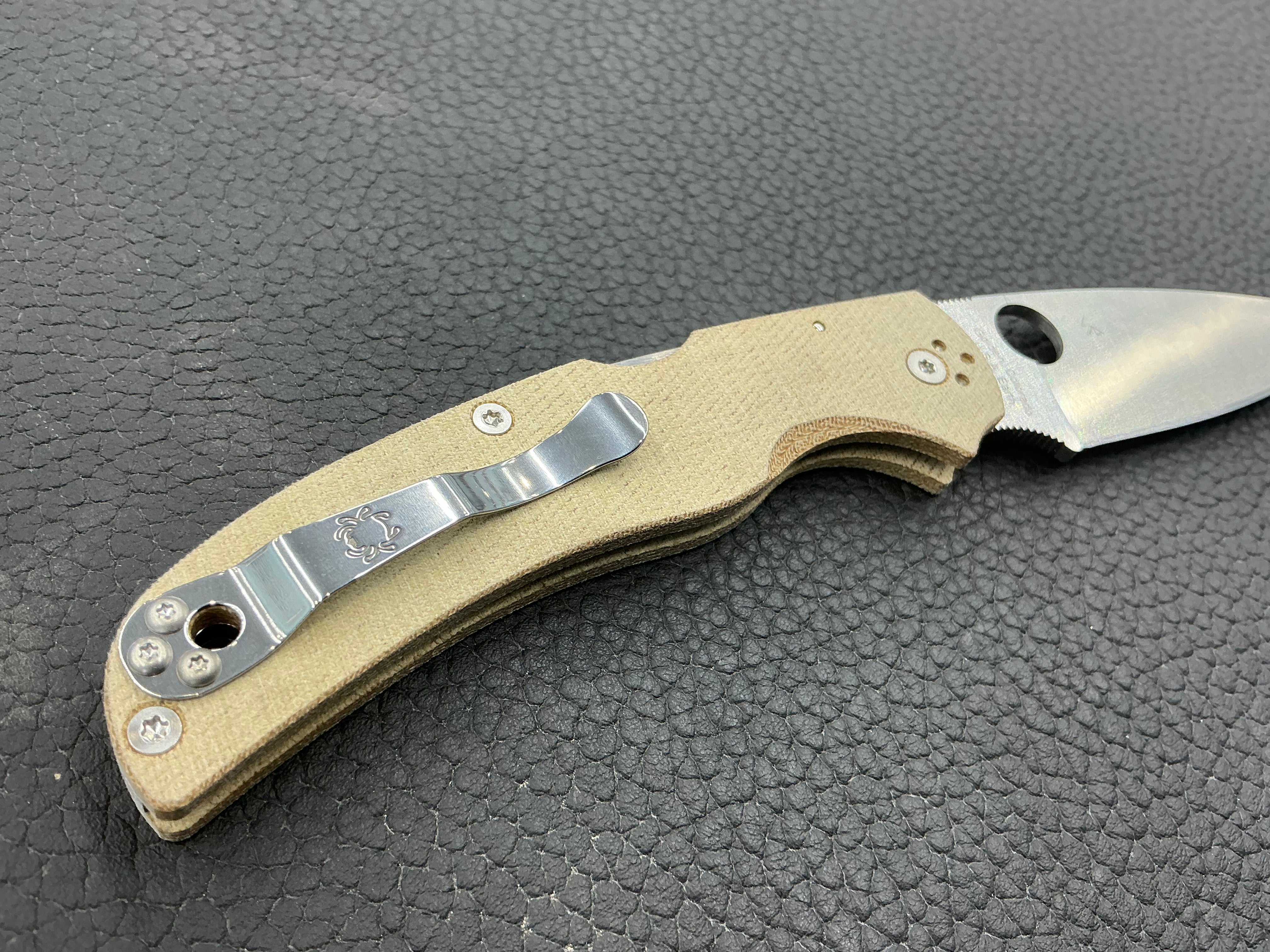 Spyderco Native Chief Lockback Knife Canvas Micarta (4" Satin CPM CRU-WEAR)