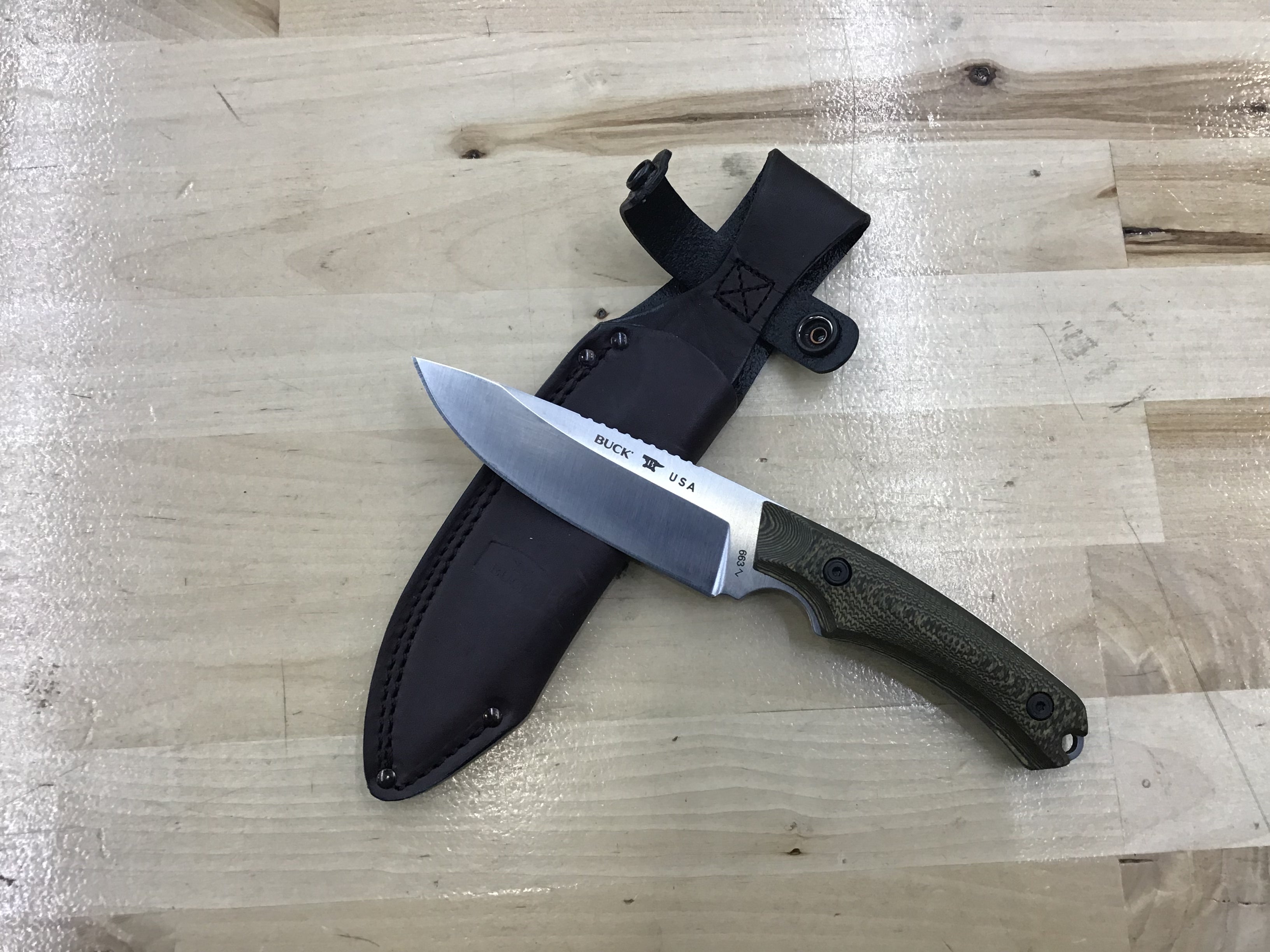 Couteau à lame fixe Buck Knives 663 Alpha Guide Pro Vert Richlite (4,4" Satin) 