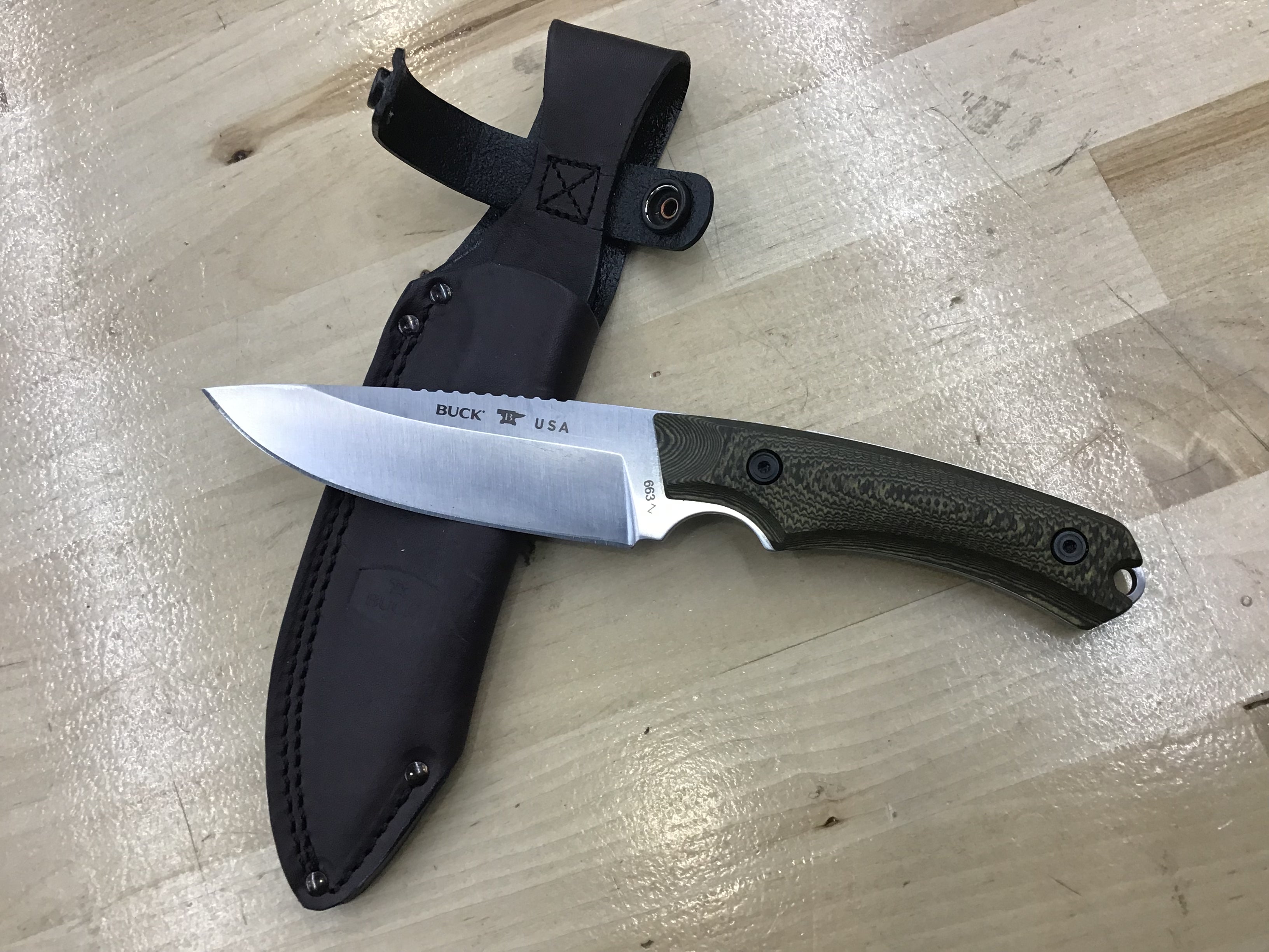 Couteau à lame fixe Buck Knives 663 Alpha Guide Pro Vert Richlite (4,4" Satin) 