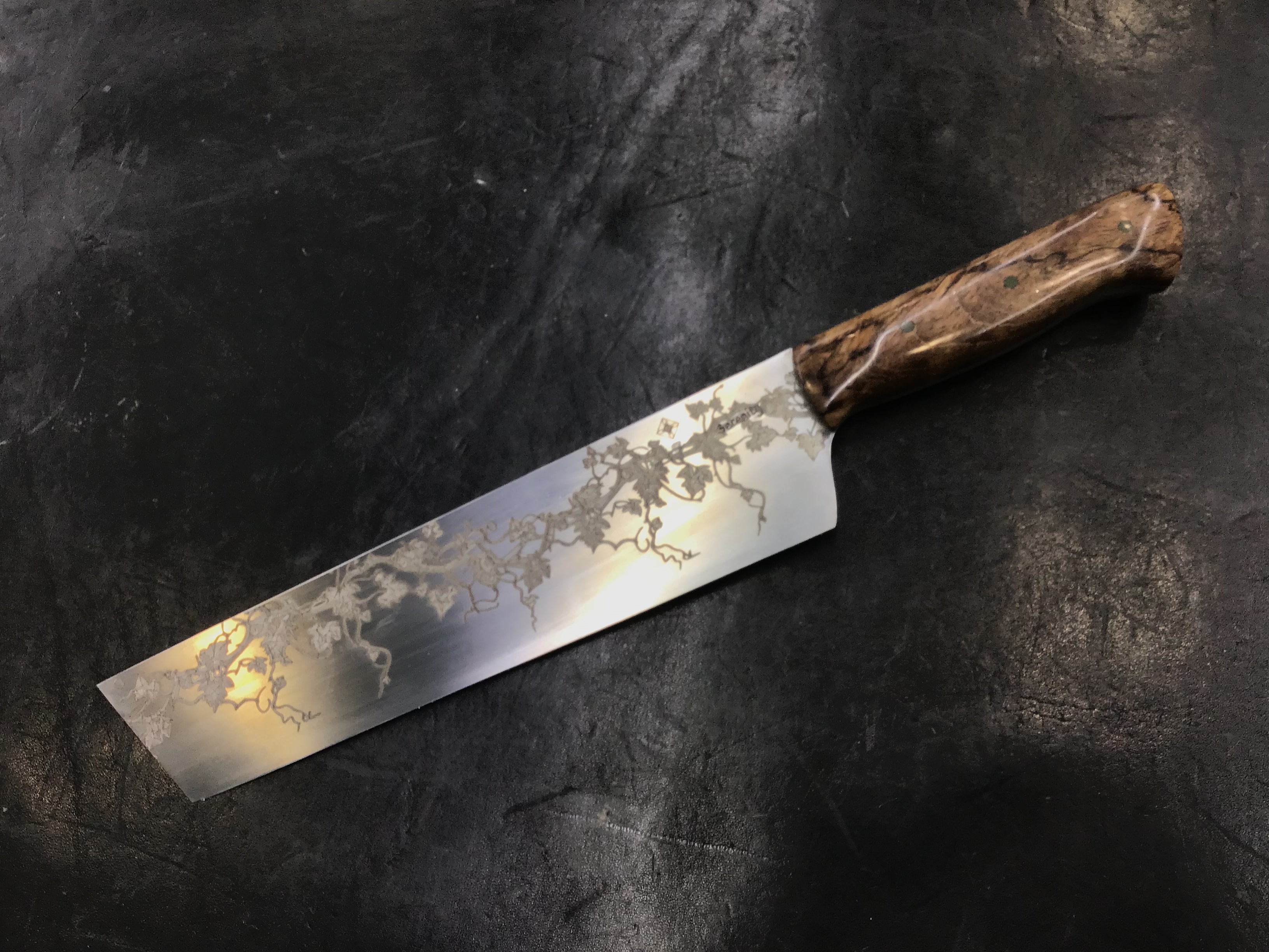 Ivy Nakiri - CPM154 Laser Engraved- Turkish Figured Mango Handle