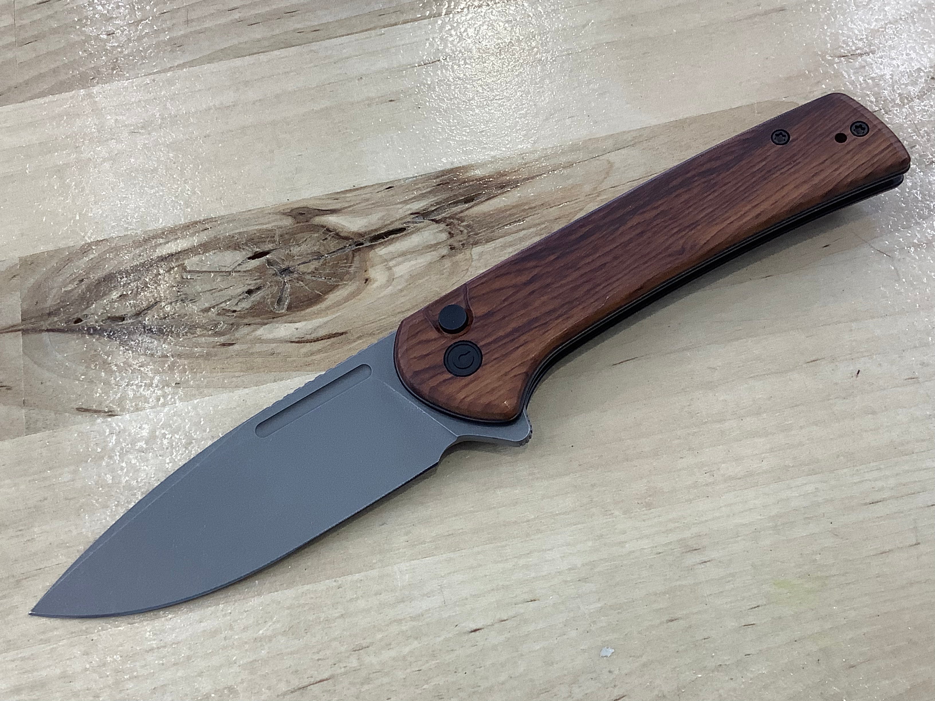 CIVIVI Conspirator Flipper & Button Lock Knife Cuibourtia Wood Handle (3.48" Nitro-V Blade) C21006-3