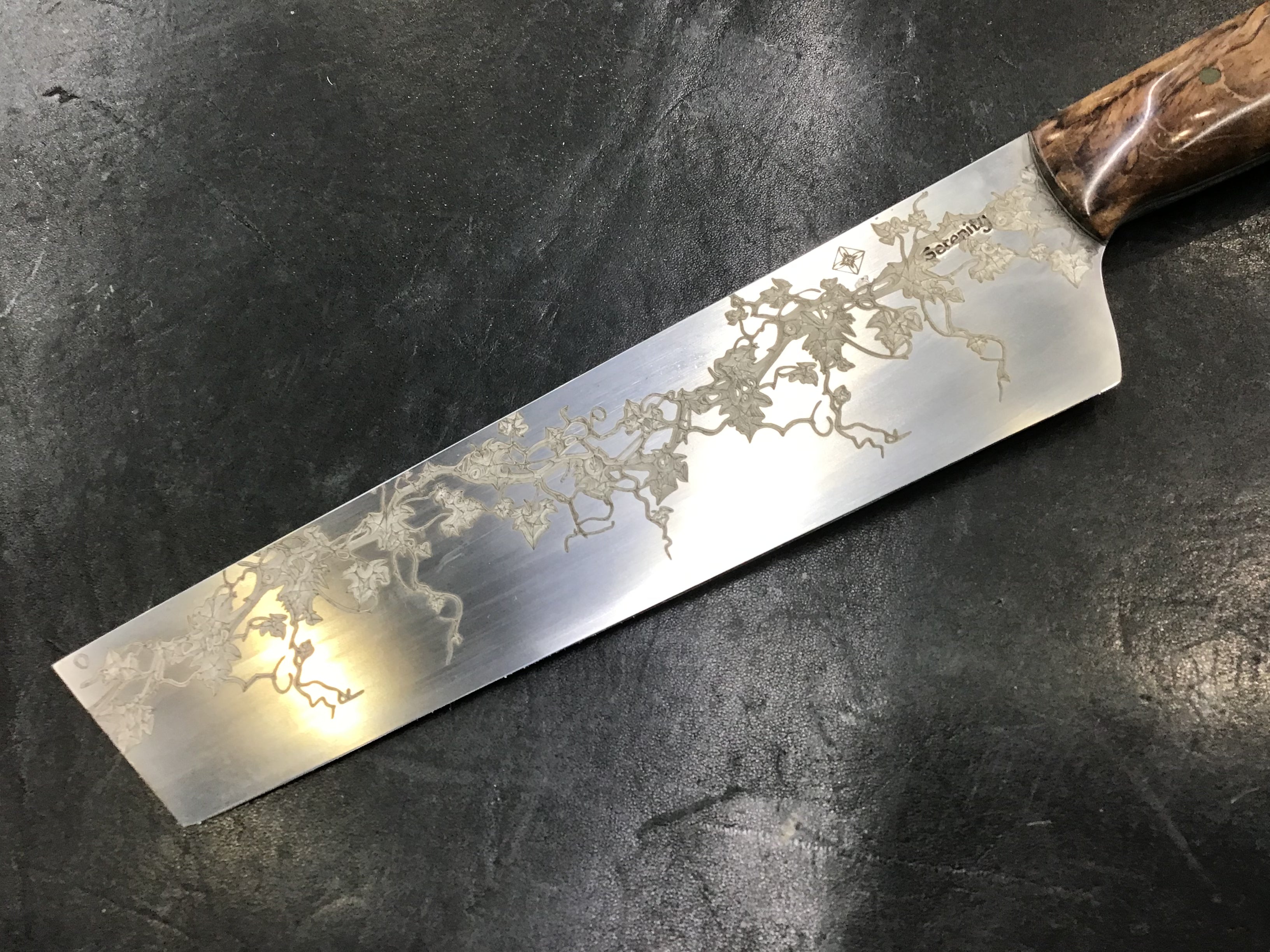 Ivy Nakiri - CPM154 Laser Engraved- Turkish Figured Mango Handle