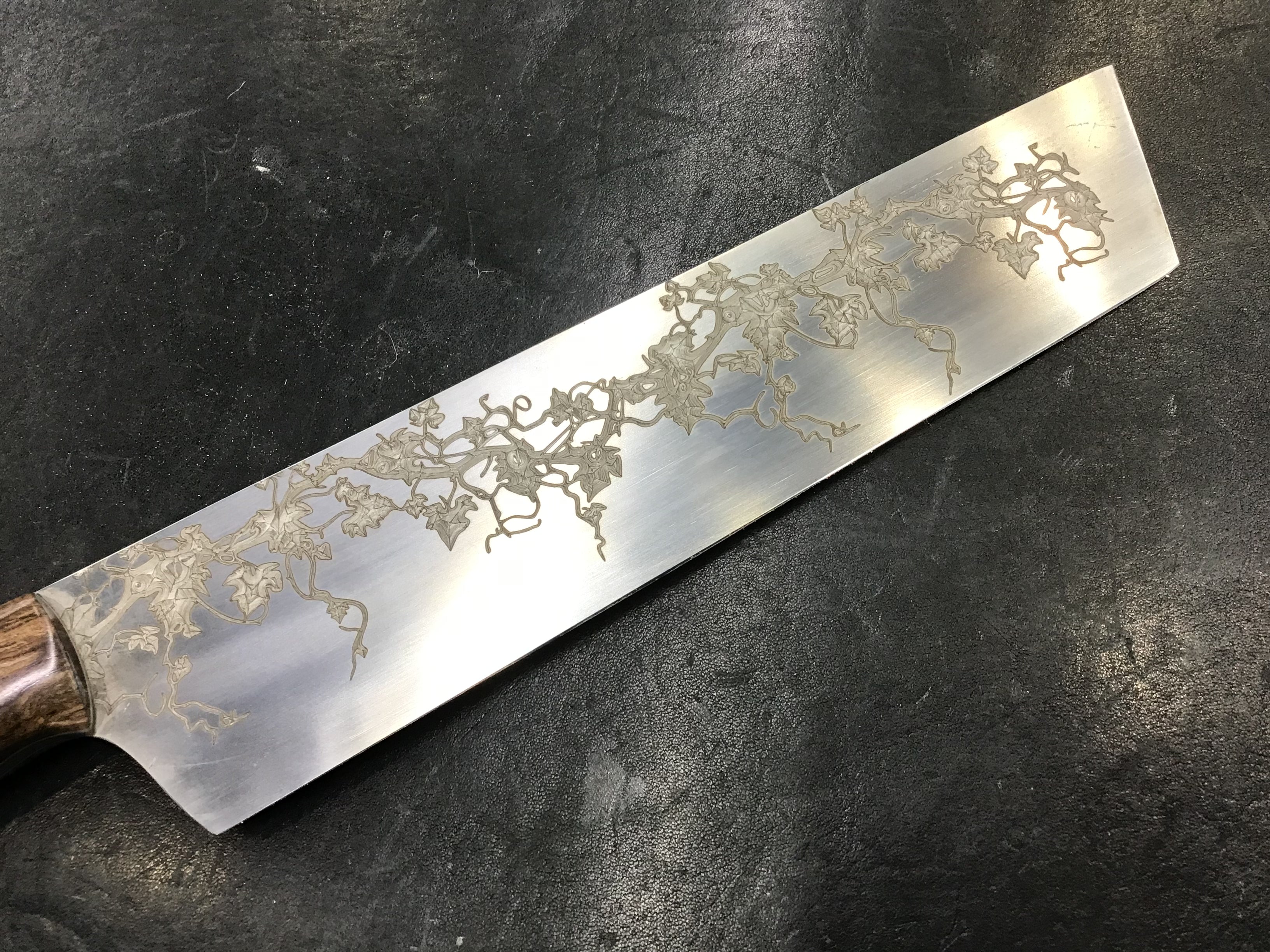 Ivy Nakiri - CPM154 Laser Engraved- Turkish Figured Mango Handle