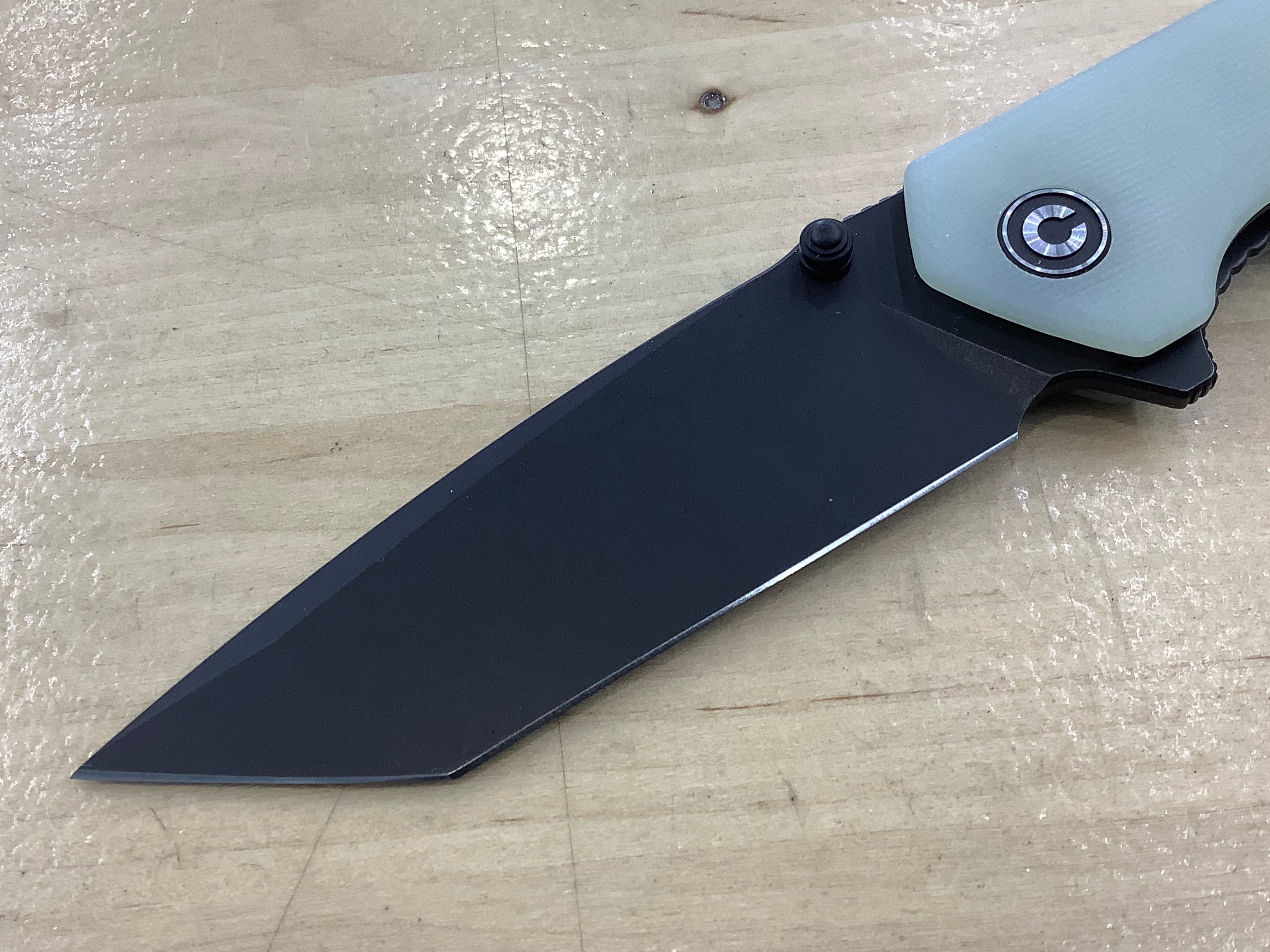 CIVIVI Brazen Tanto Flipper & Thumb Stud Knife Natural G10 Handle (3.46" D2 Blade) C2023E