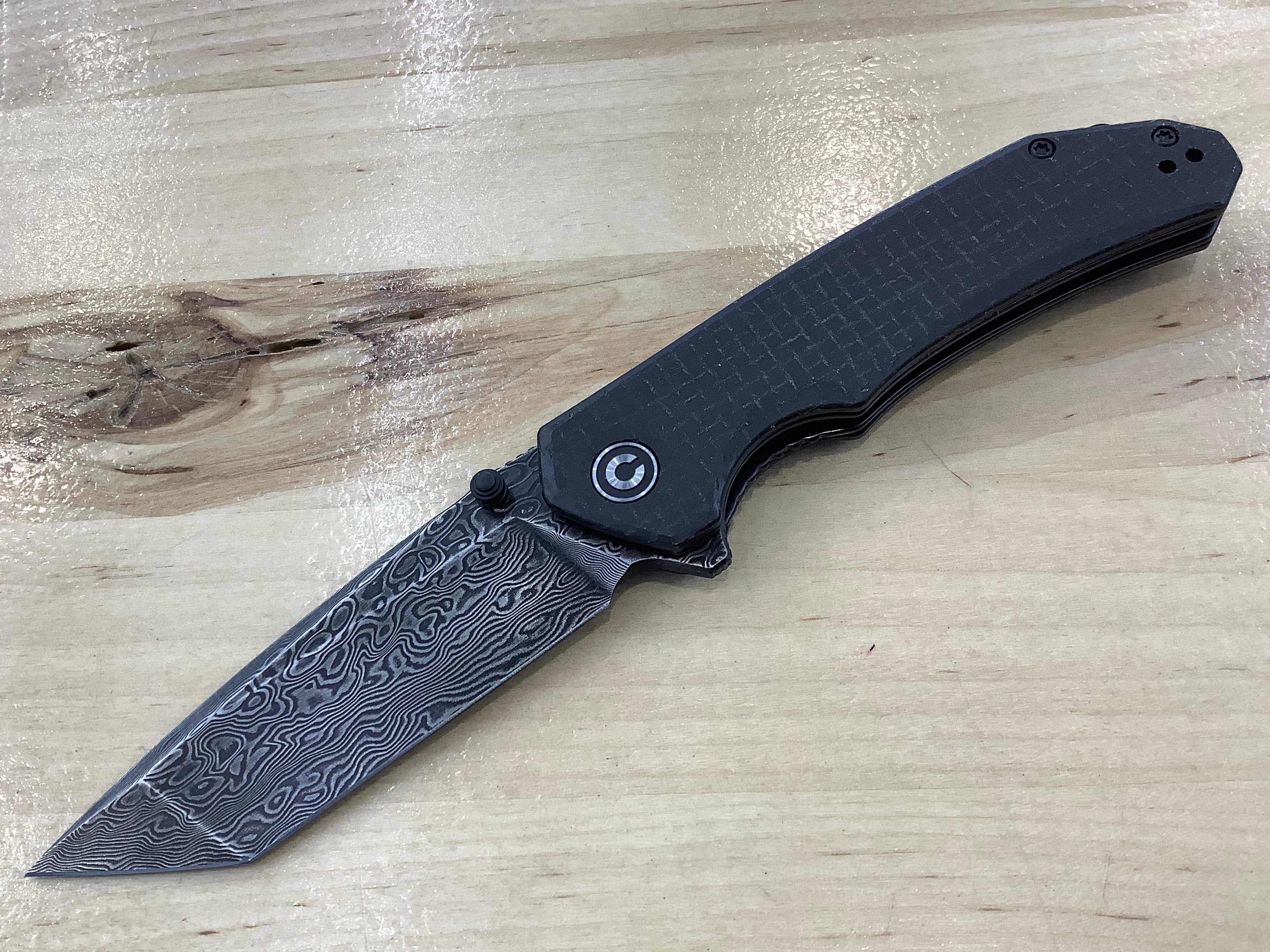 CIVIVI Brazen Tanto Flipper & Thumb Stud Knife Micarta Handle (3.46" Damascus Blade) C2023DS-1