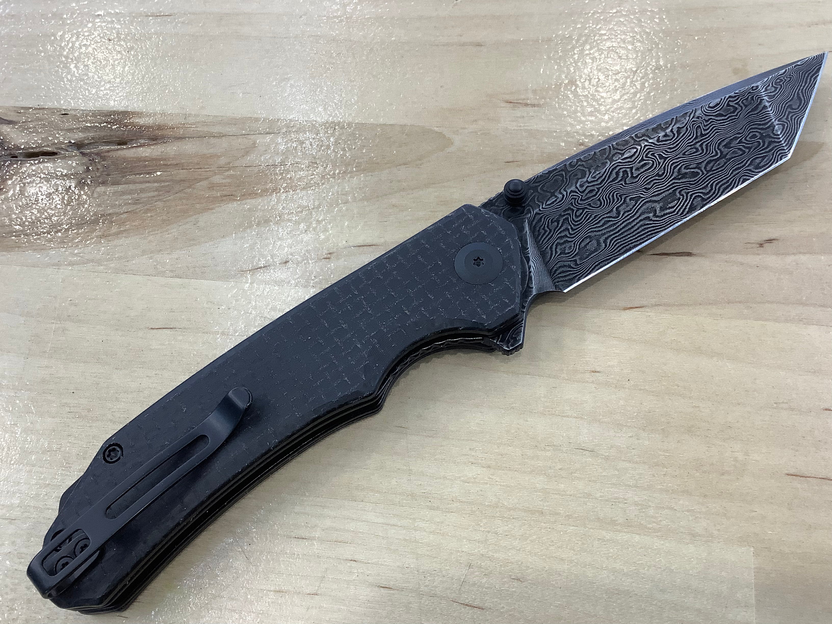 CIVIVI Brazen Tanto Flipper & Thumb Stud Knife Micarta Handle (3.46" Damascus Blade) C2023DS-1