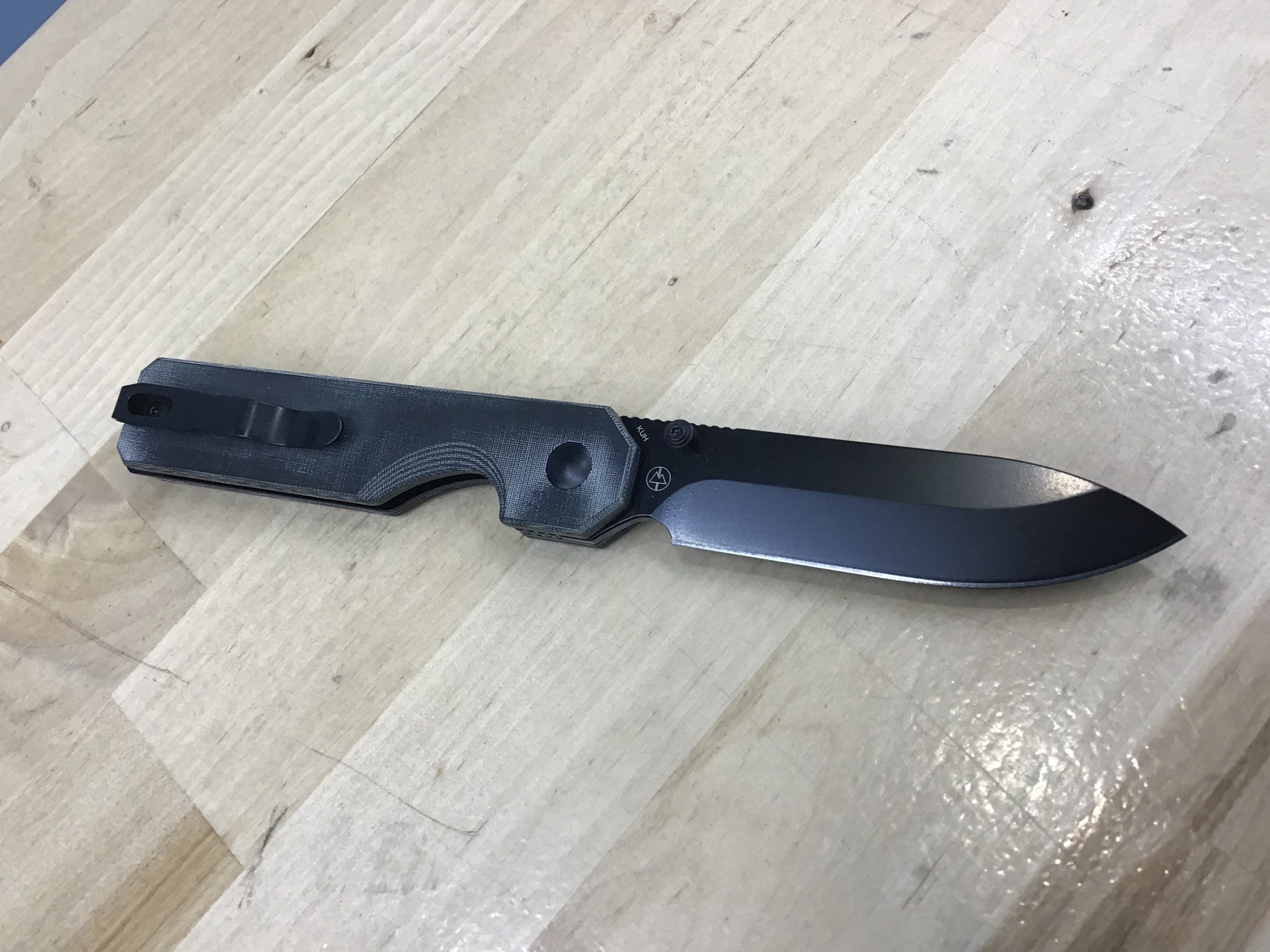 Kizer KUH Button Lock Knife Black Micarta (3.2" Black 154CM)