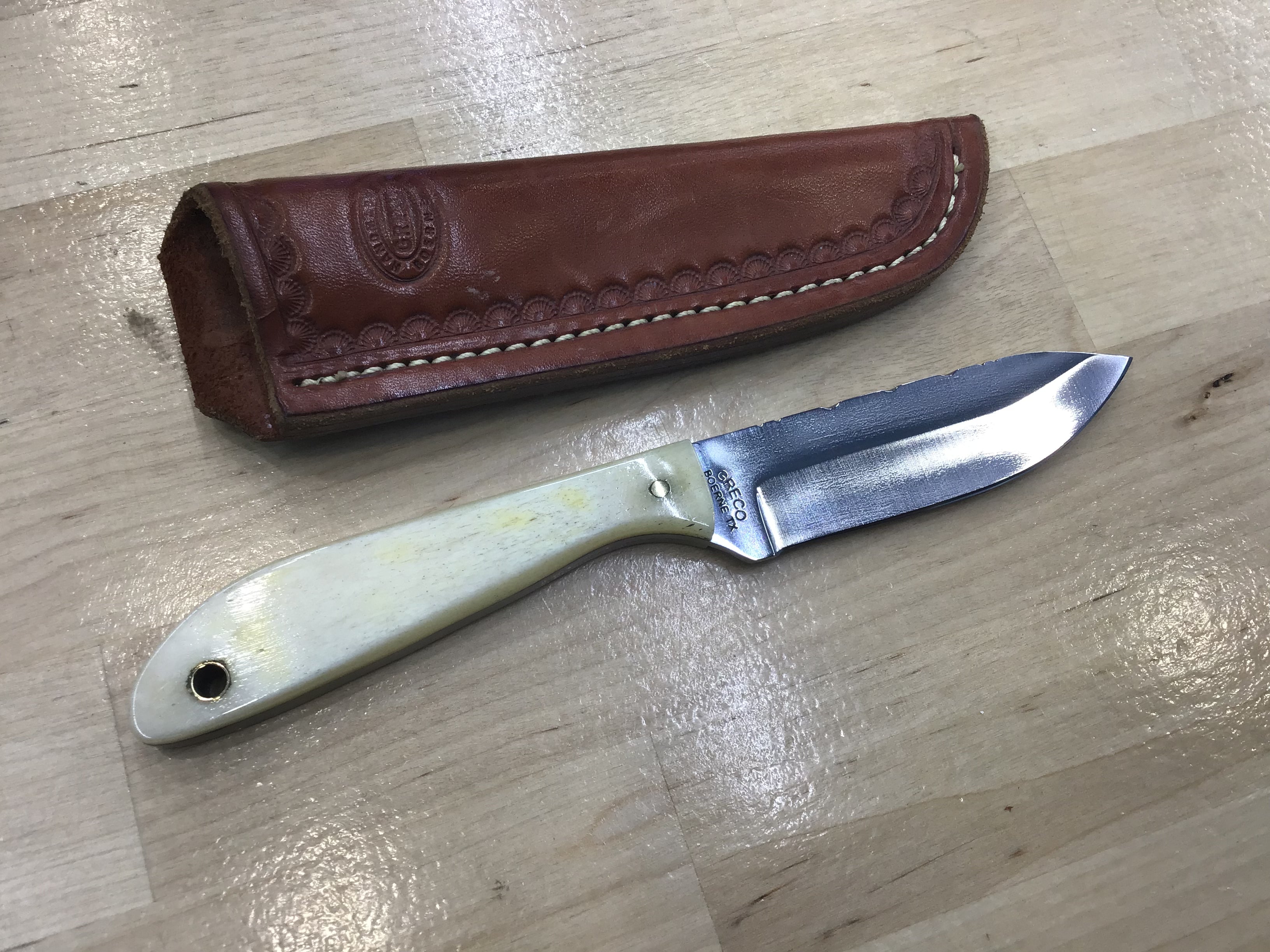 Greco Knives Drop Point Hunter in D2 with Bone handle