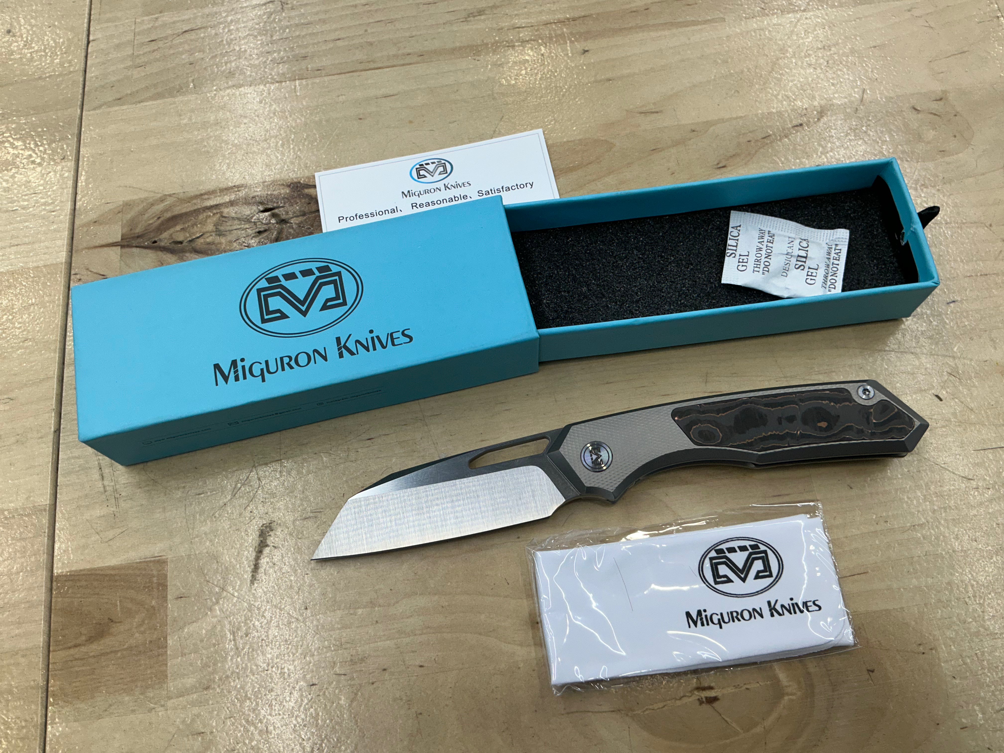 Miguron Knives Keryx Front Flipper Folding Knife 3.18" Hand Ground Satin M390