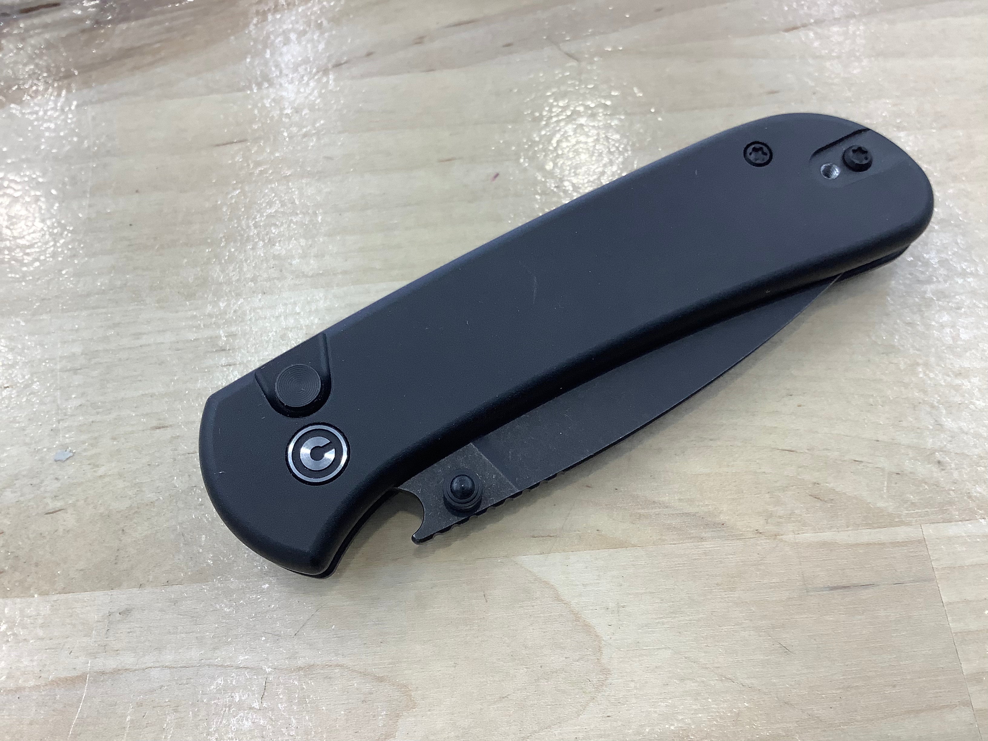 CIVIVI Qubit Button Lock & Thumb Stud Knife Black Aluminum Handle (2.98" 14C28N Blade) C22030E-1
