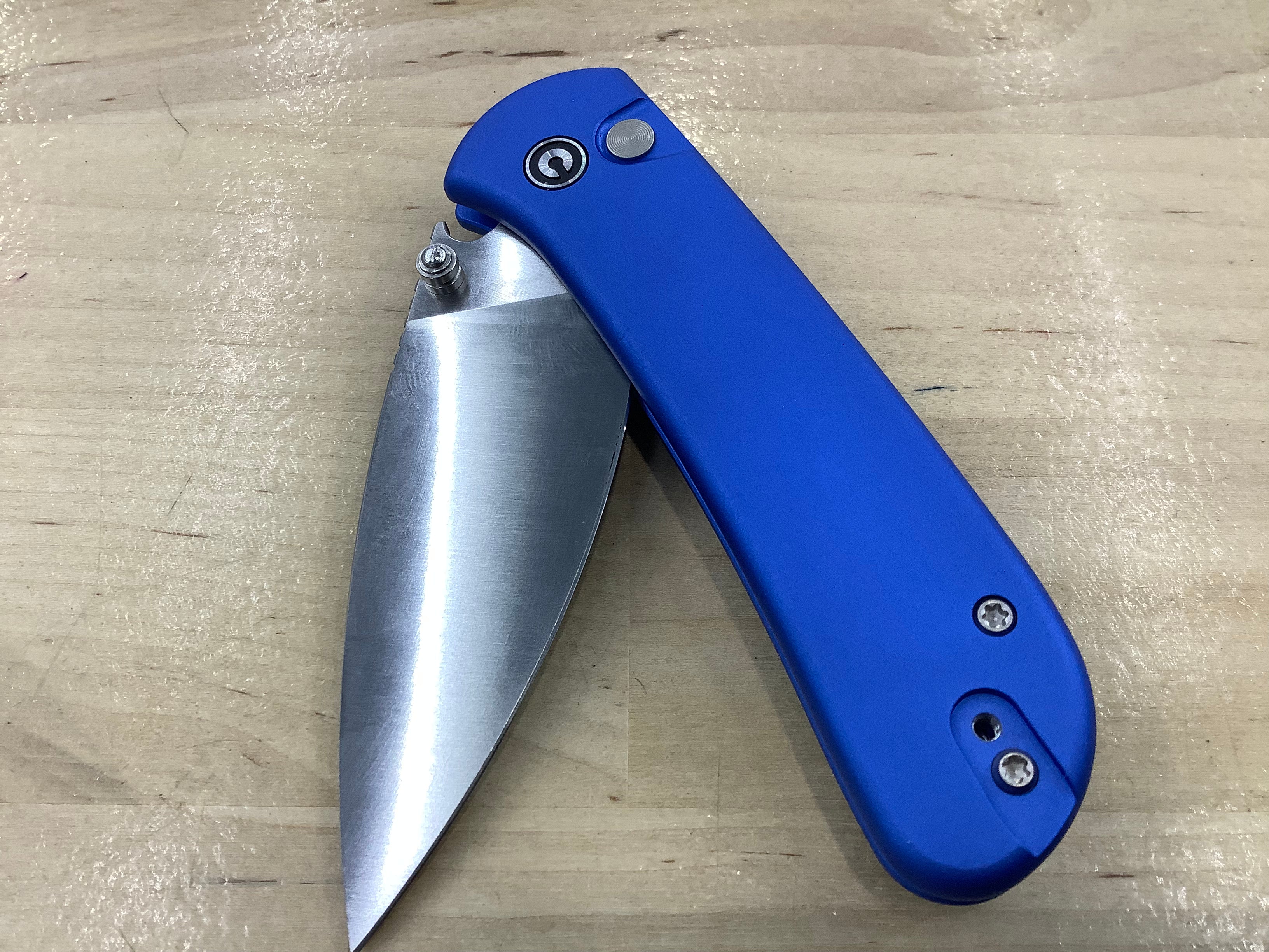 CIVIVI Qubit Button Lock & Thumb Stud Knife Blue Aluminum Handle (2.98" 14C28N Blade) C22030E-3