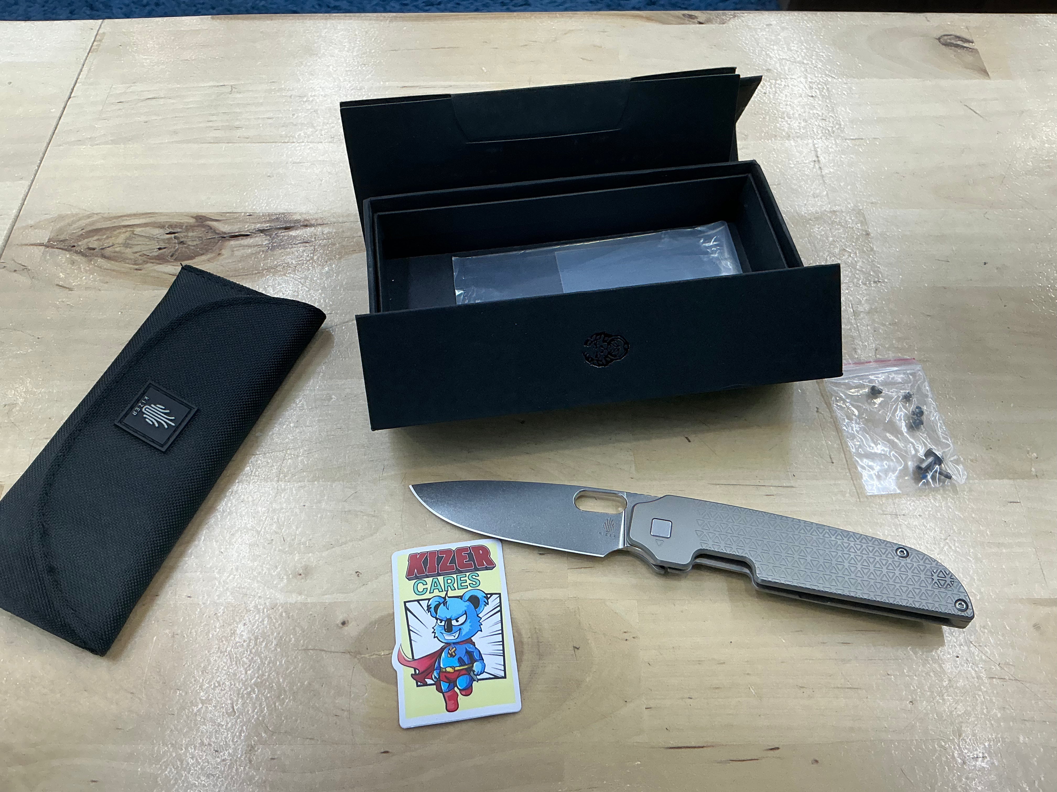 Kizer Varatas Titanium Frame Lock Knife (3.2" Stonewash) Ki3637A1