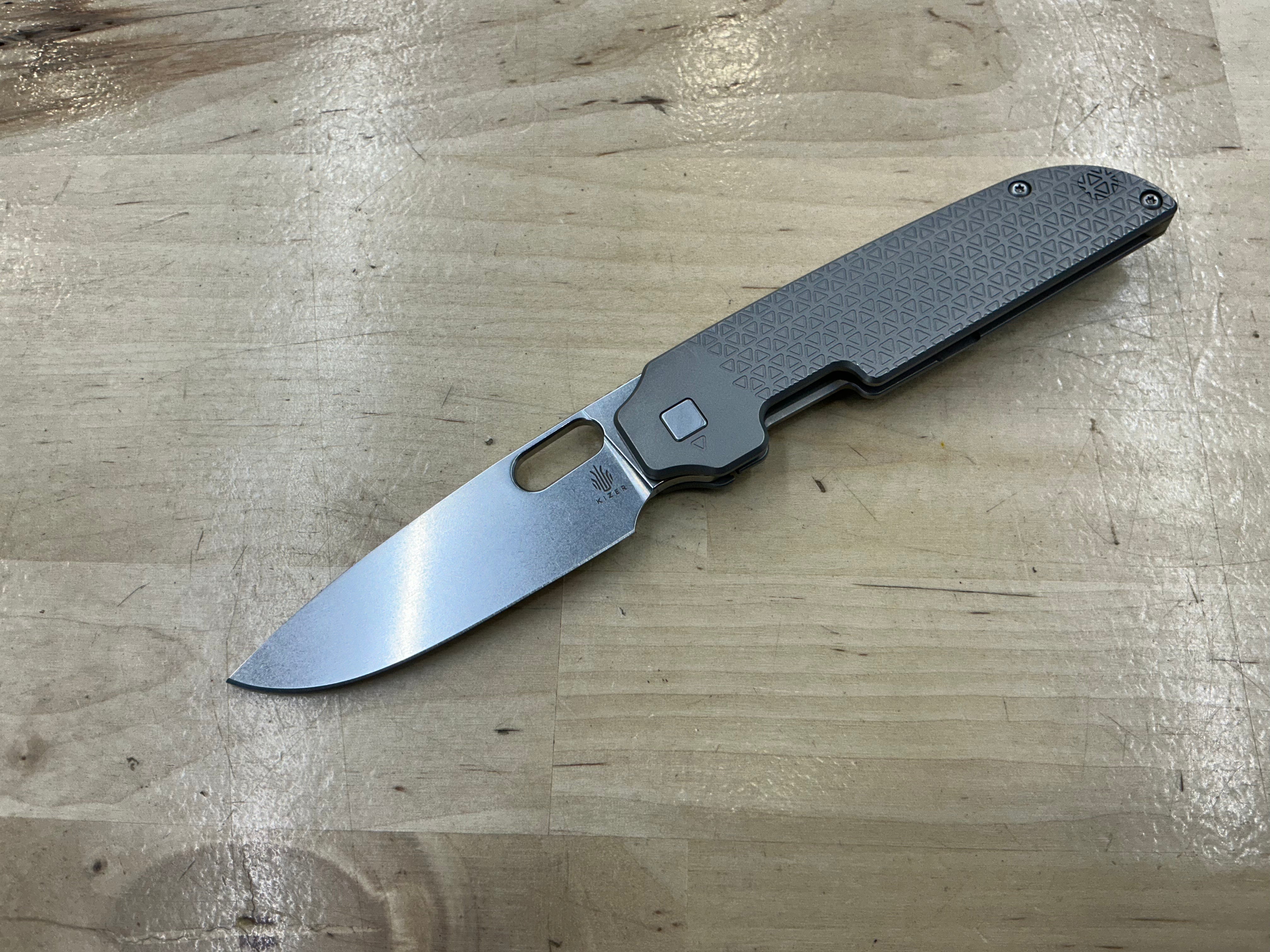 Kizer Varatas Titanium Frame Lock Knife (3.2" Stonewash) Ki3637A1