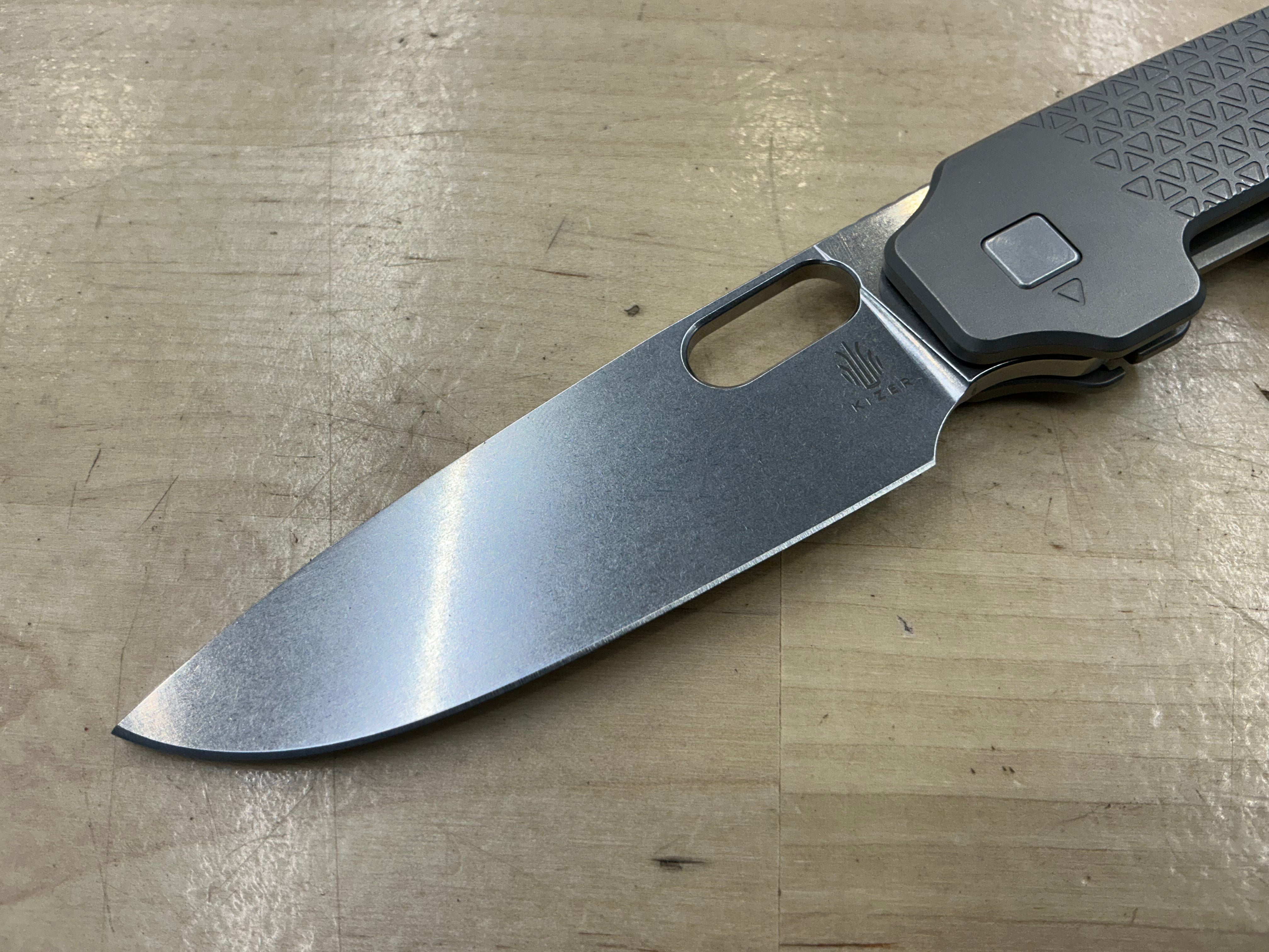 Kizer Varatas Titanium Frame Lock Knife (3.2" Stonewash) Ki3637A1
