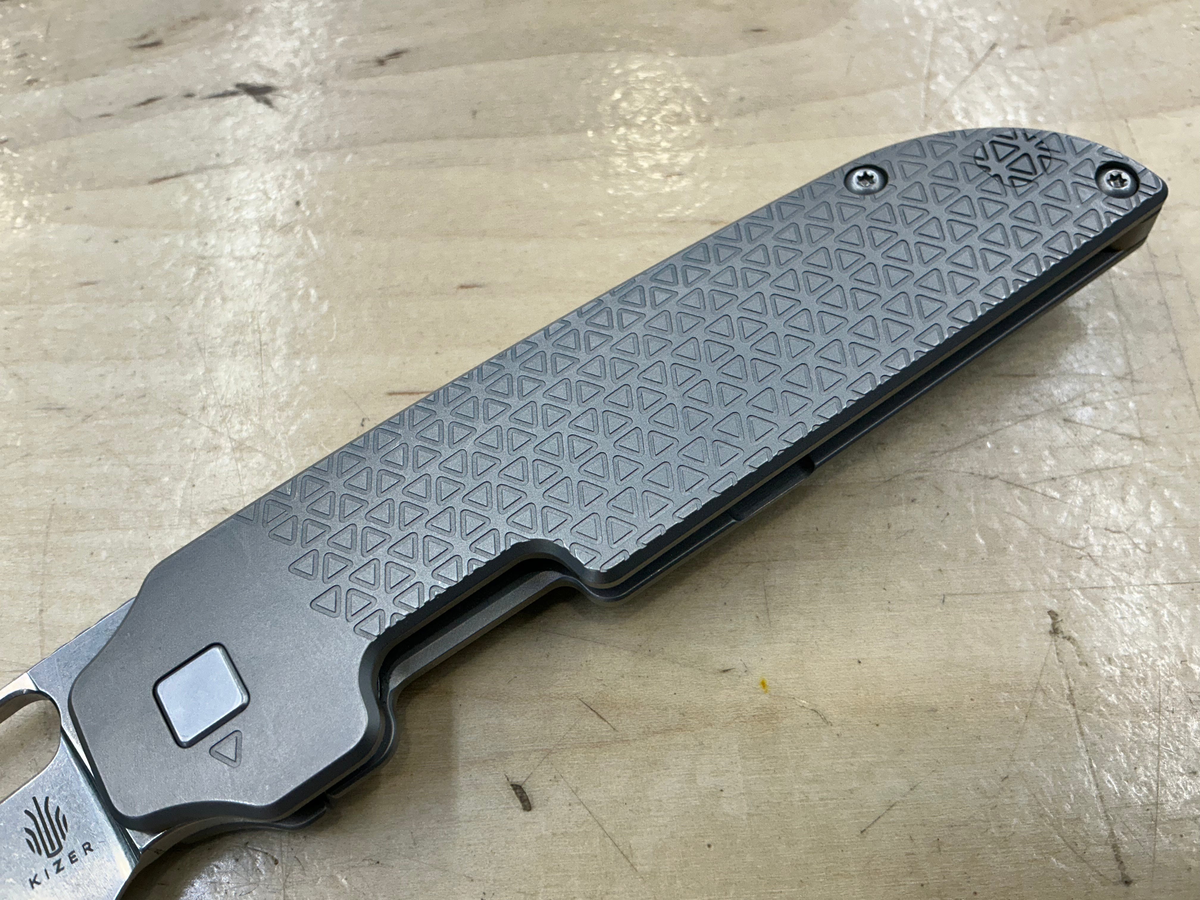 Kizer Varatas Titanium Frame Lock Knife (3.2" Stonewash) Ki3637A1