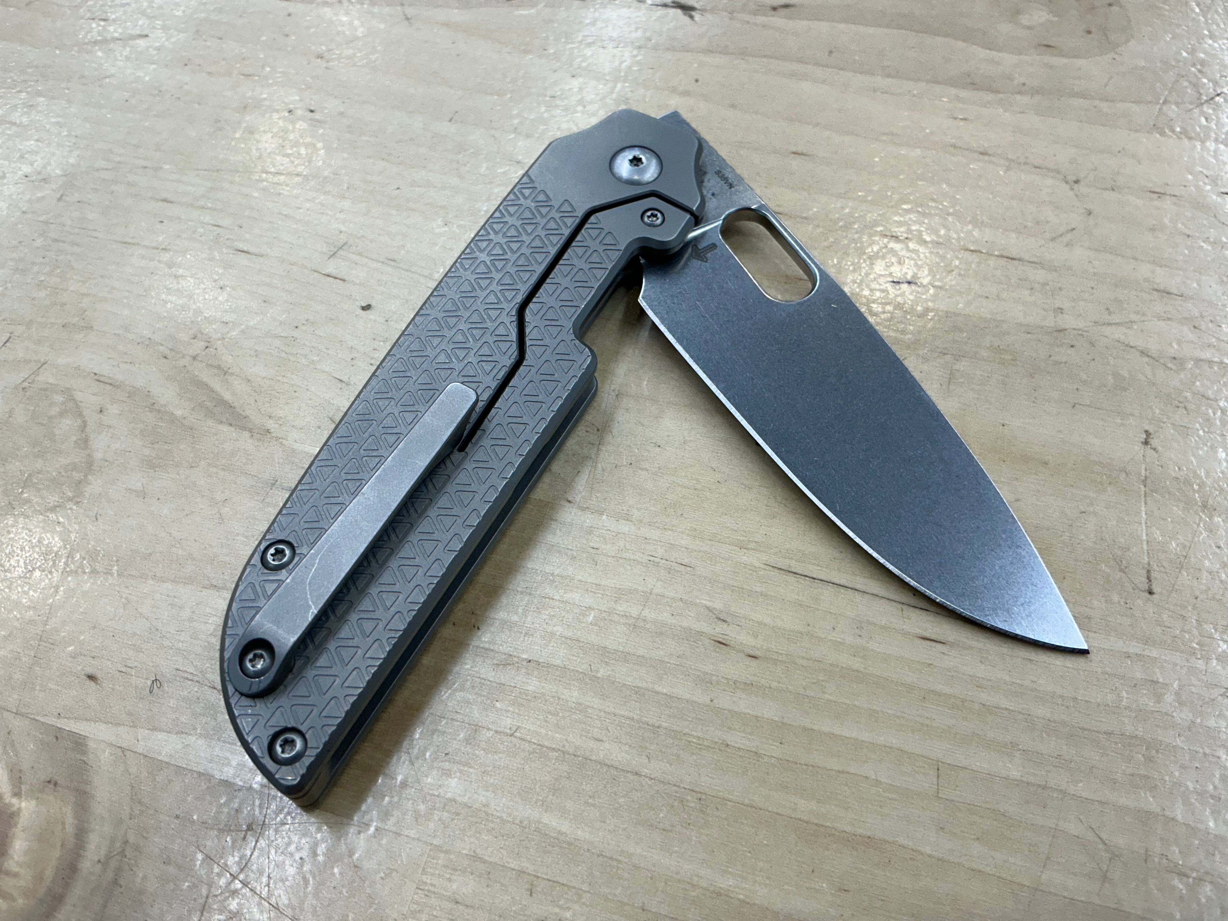 Kizer Varatas Titanium Frame Lock Knife (3.2" Stonewash) Ki3637A1