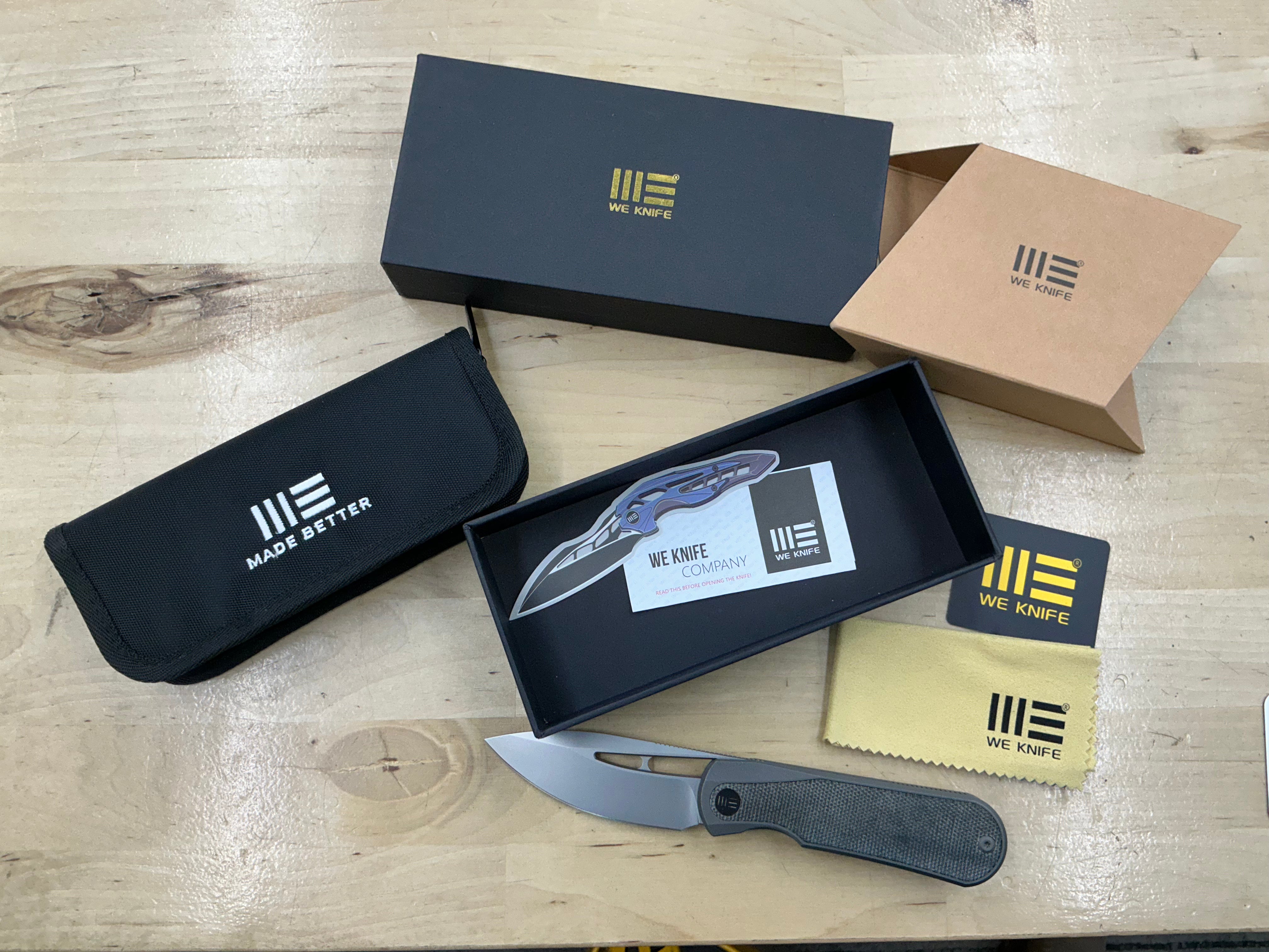 WEKNIFE Baloo Front Flipper & Thumb Hole Knife Titanium & Micarta Handle (3.31" CPM 20CV) WE21033-4