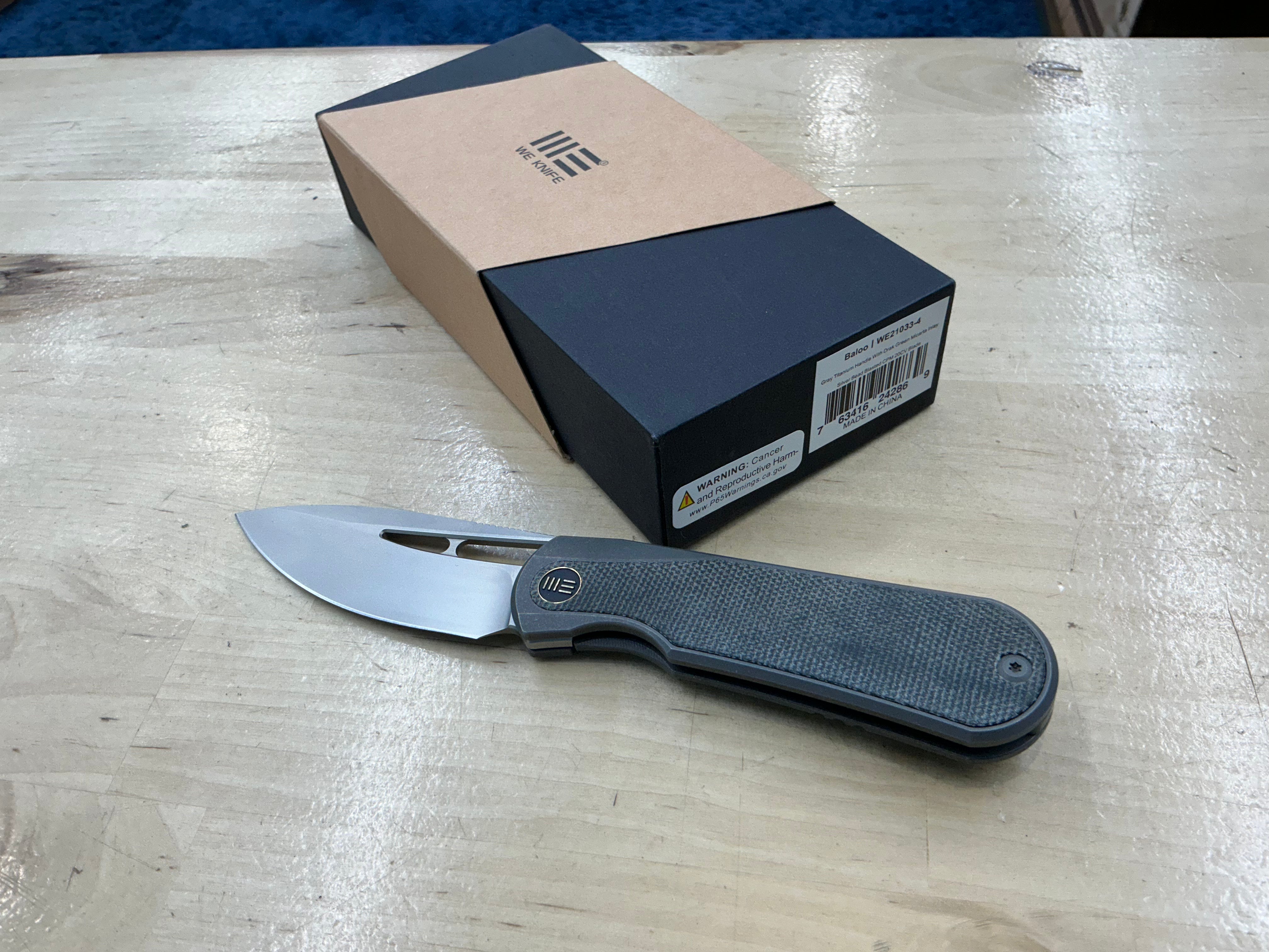 WEKNIFE Baloo Front Flipper & Thumb Hole Knife Titanium & Micarta Handle (3.31" CPM 20CV) WE21033-4