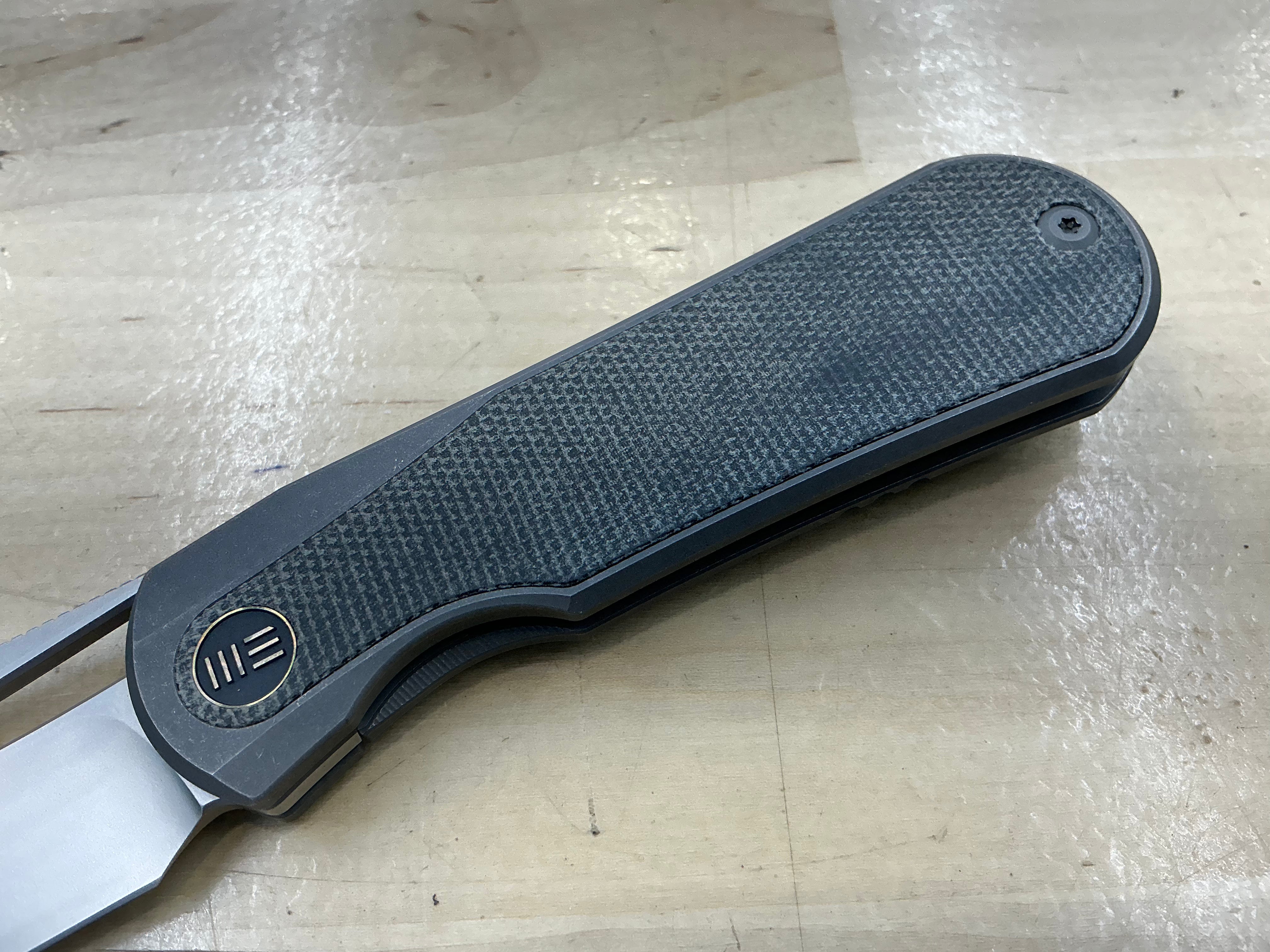 WEKNIFE Baloo Front Flipper & Thumb Hole Knife Titanium & Micarta Handle (3.31" CPM 20CV) WE21033-4