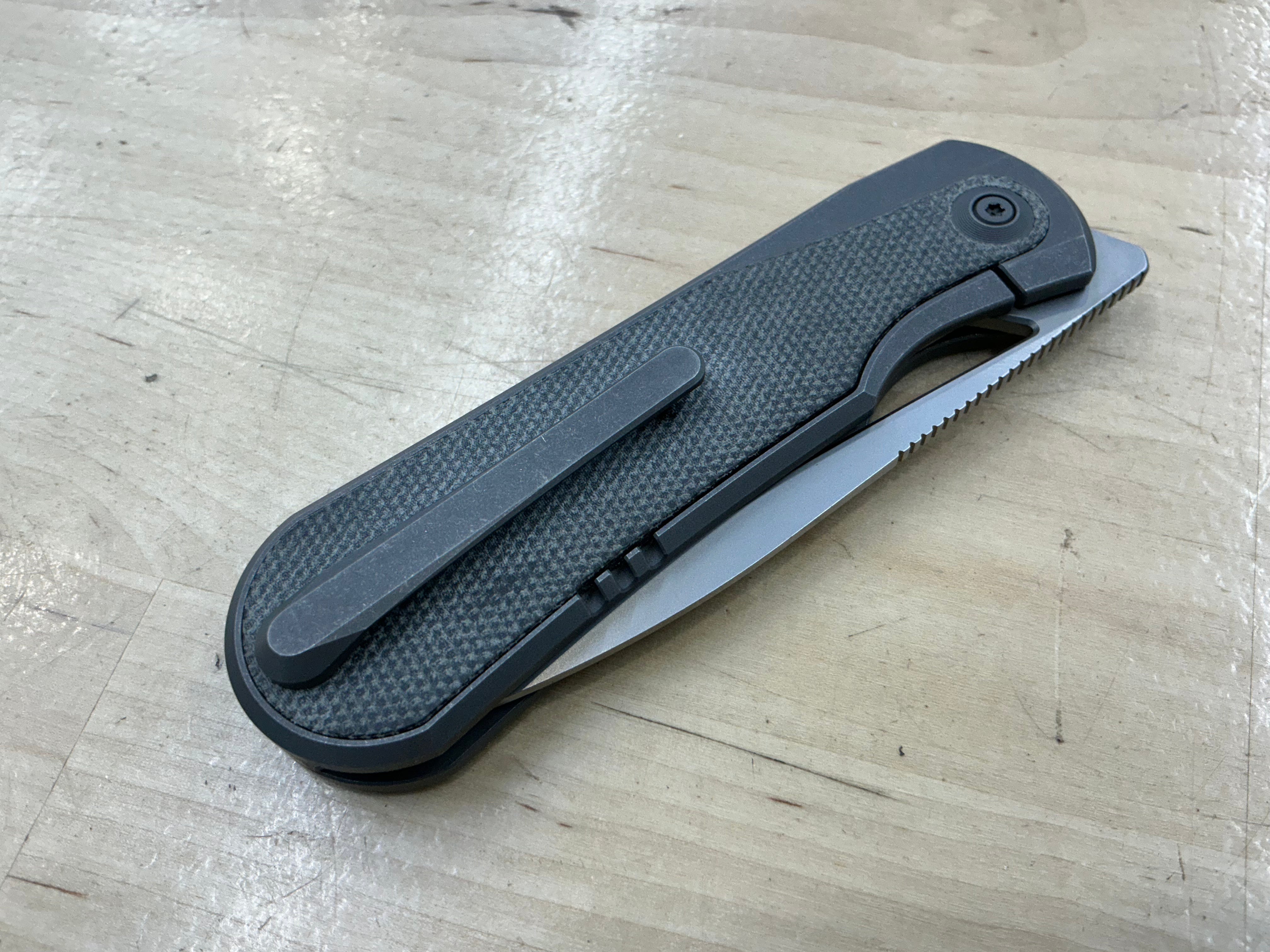 WEKNIFE Baloo Front Flipper & Thumb Hole Knife Titanium & Micarta Handle (3.31" CPM 20CV) WE21033-4
