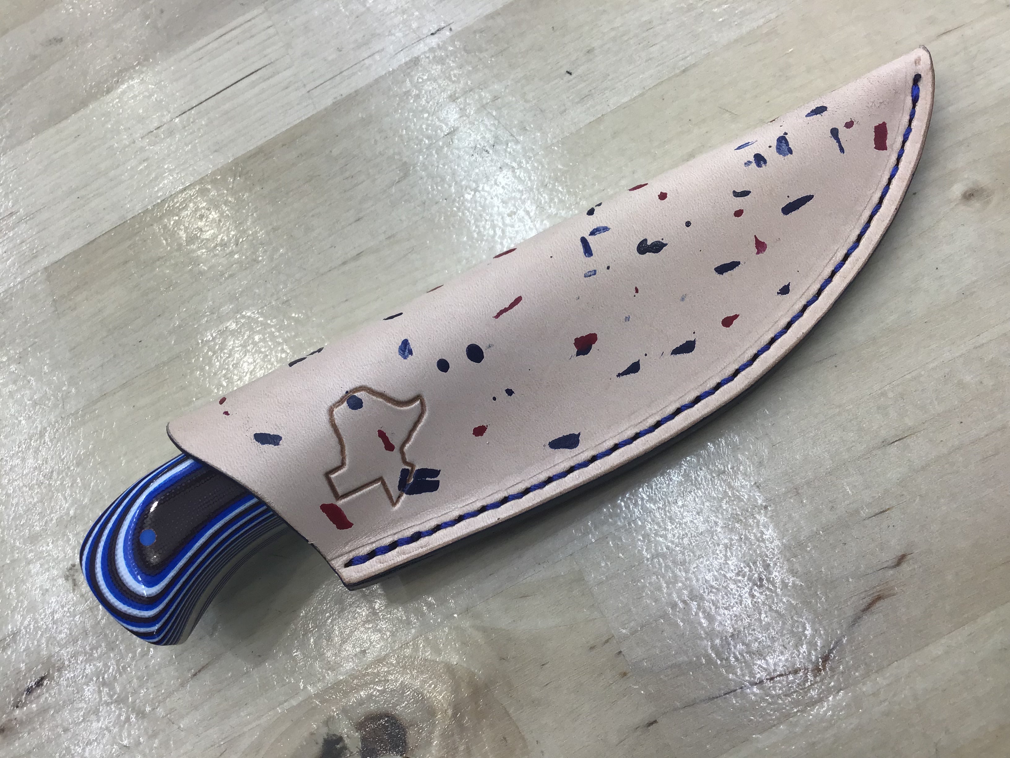 Texas Skinner in CPM154 Red, White & Blue Laminate G-10 Handle