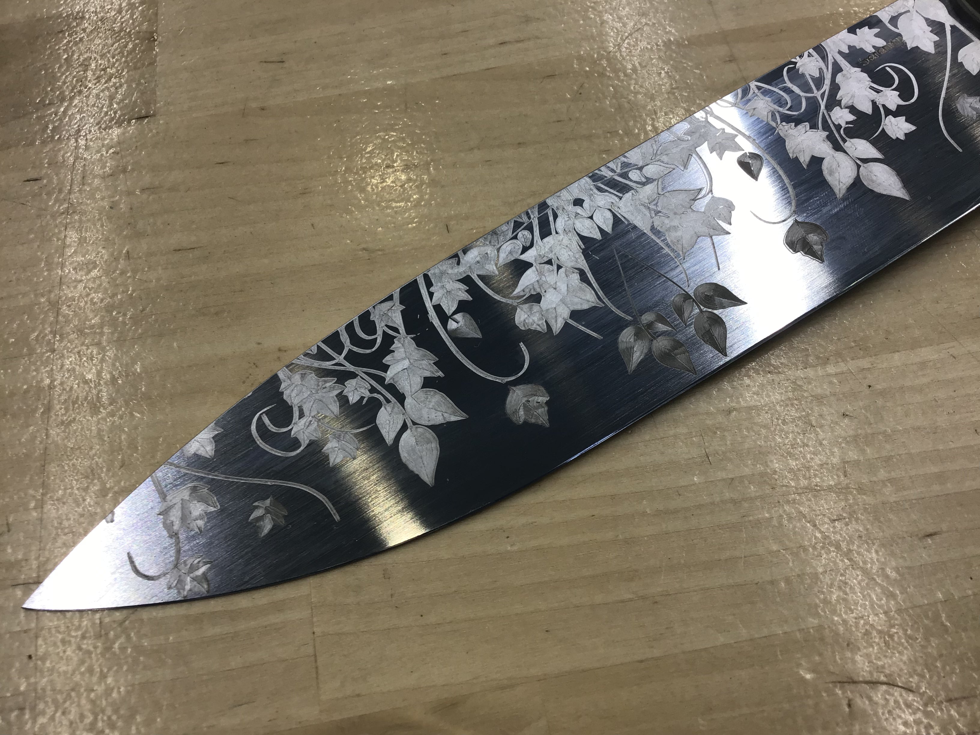 Ivy Gyuto - CPM MagnaCut Laser Engraved- Turkish Figured Mango Handle