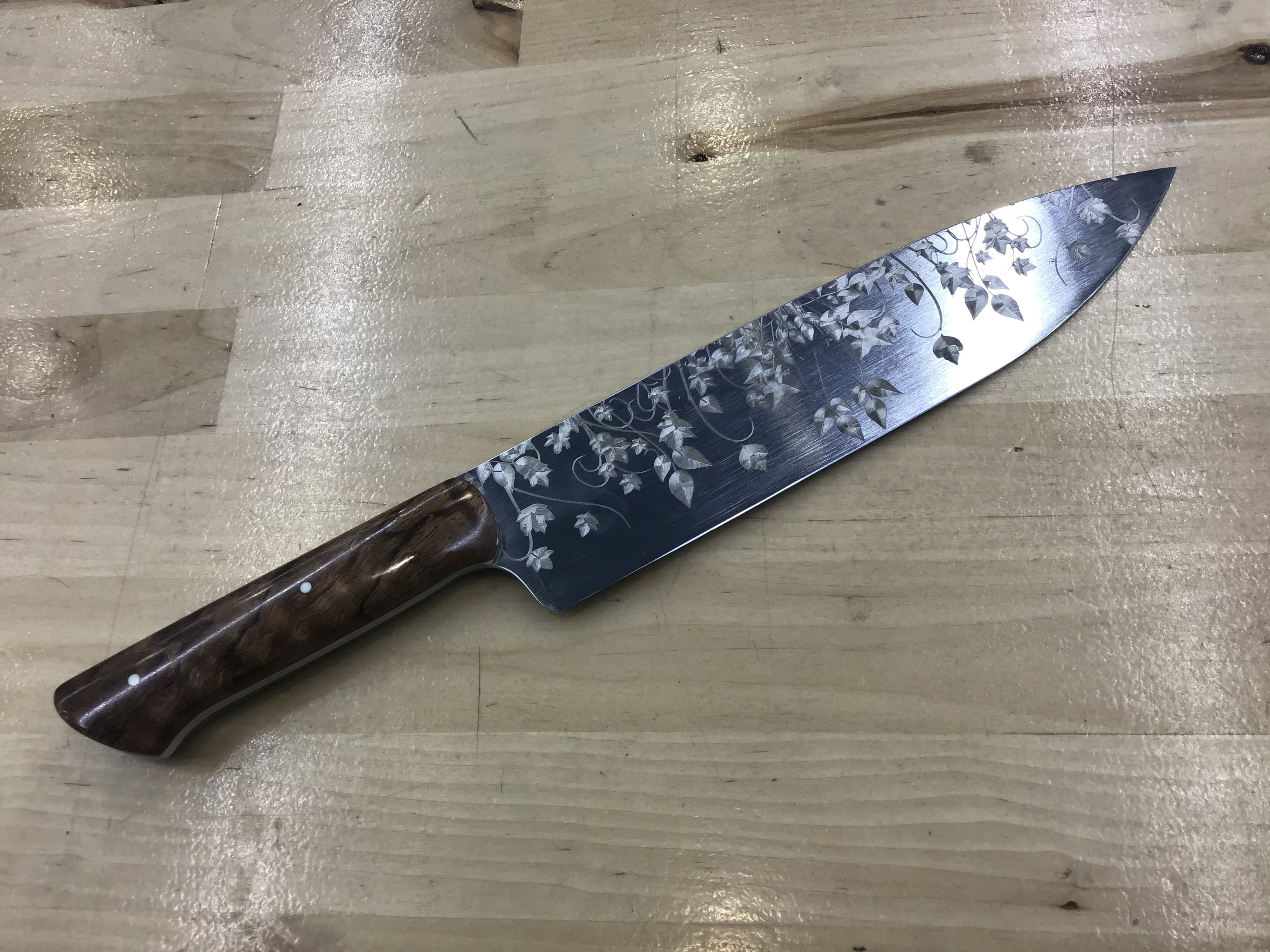 Ivy Gyuto - CPM MagnaCut Laser Engraved- Turkish Figured Mango Handle