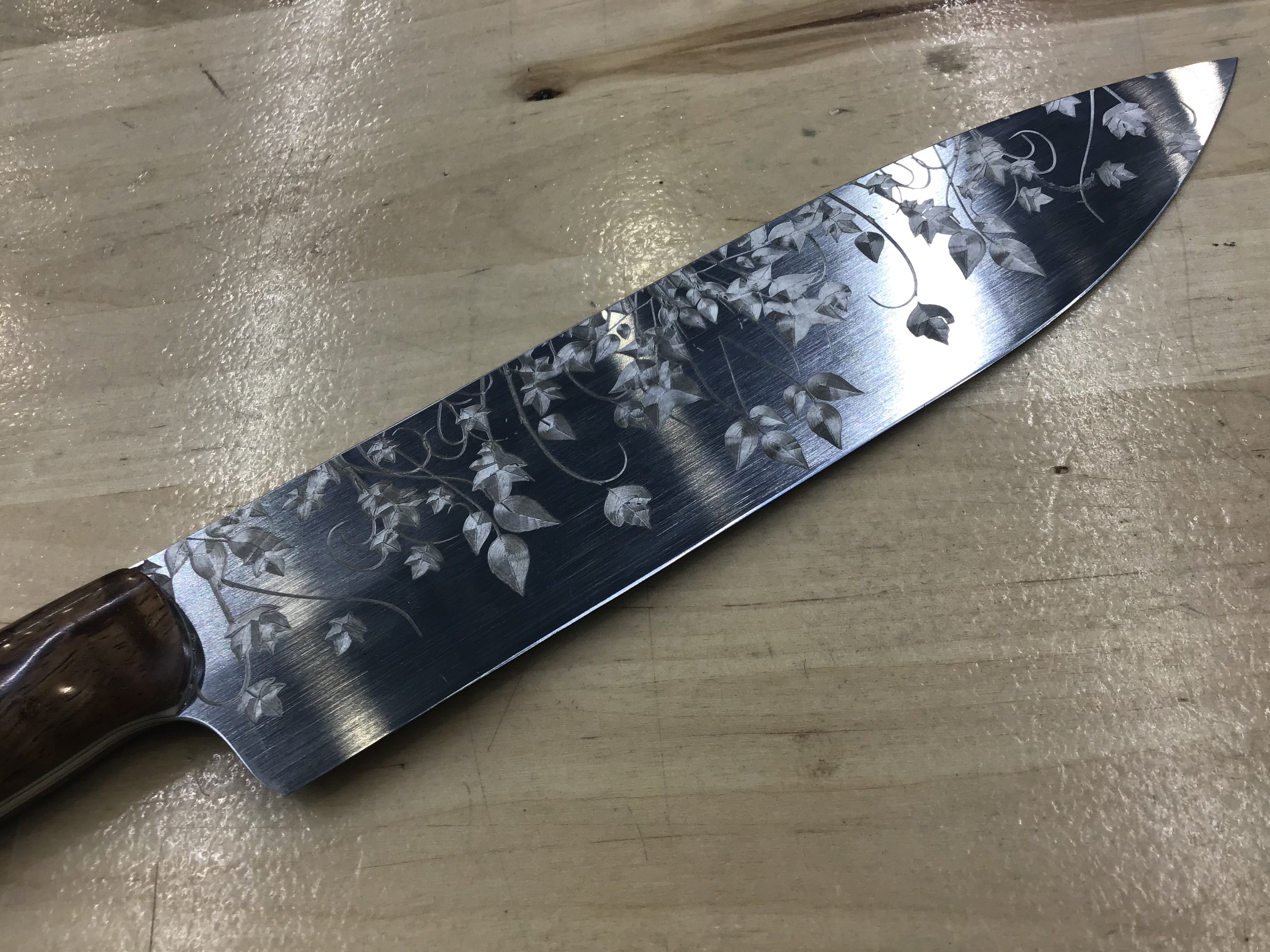 Ivy Gyuto - CPM MagnaCut Laser Engraved- Turkish Figured Mango Handle