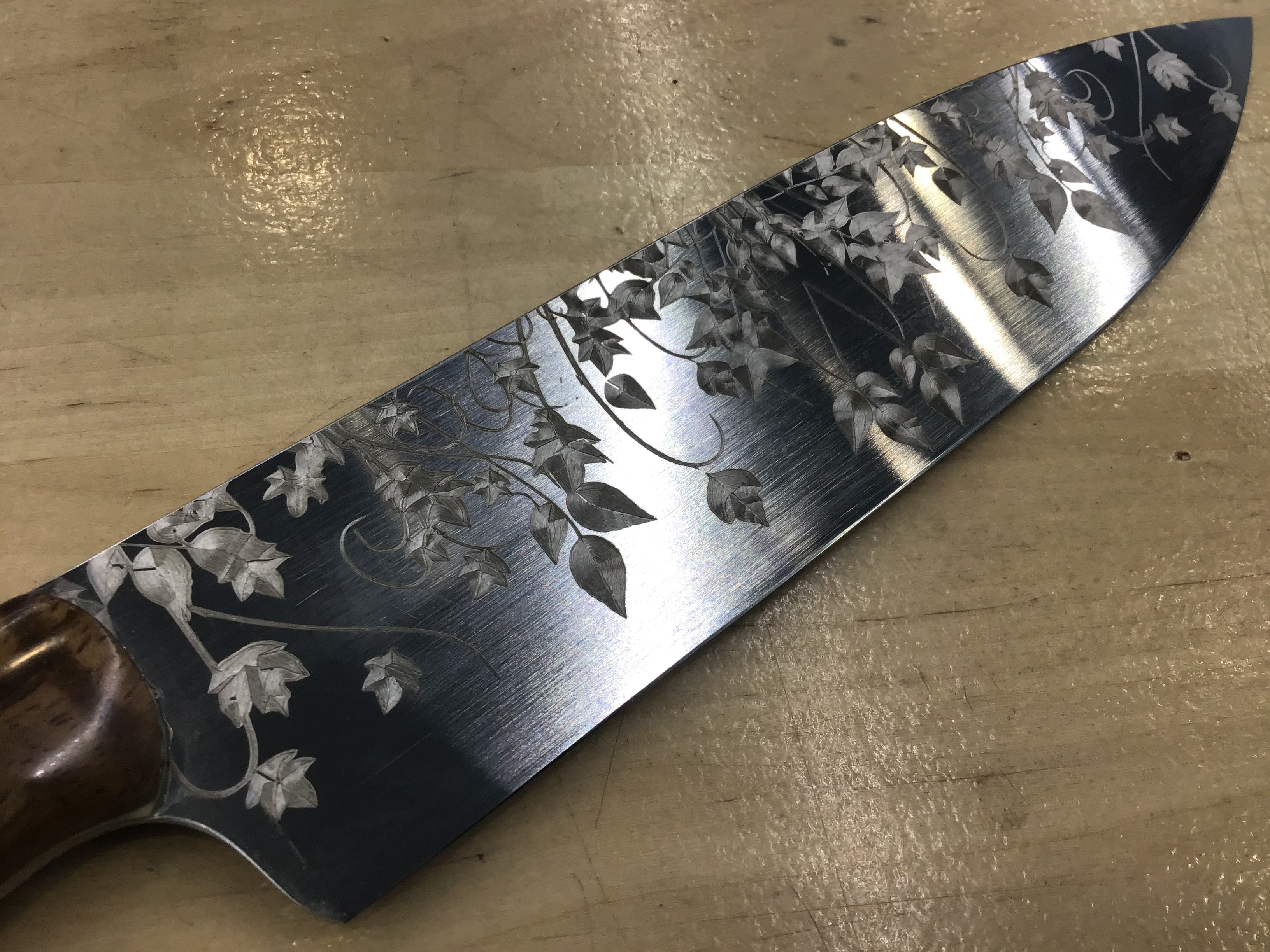 Ivy Gyuto - CPM MagnaCut Laser Engraved- Turkish Figured Mango Handle