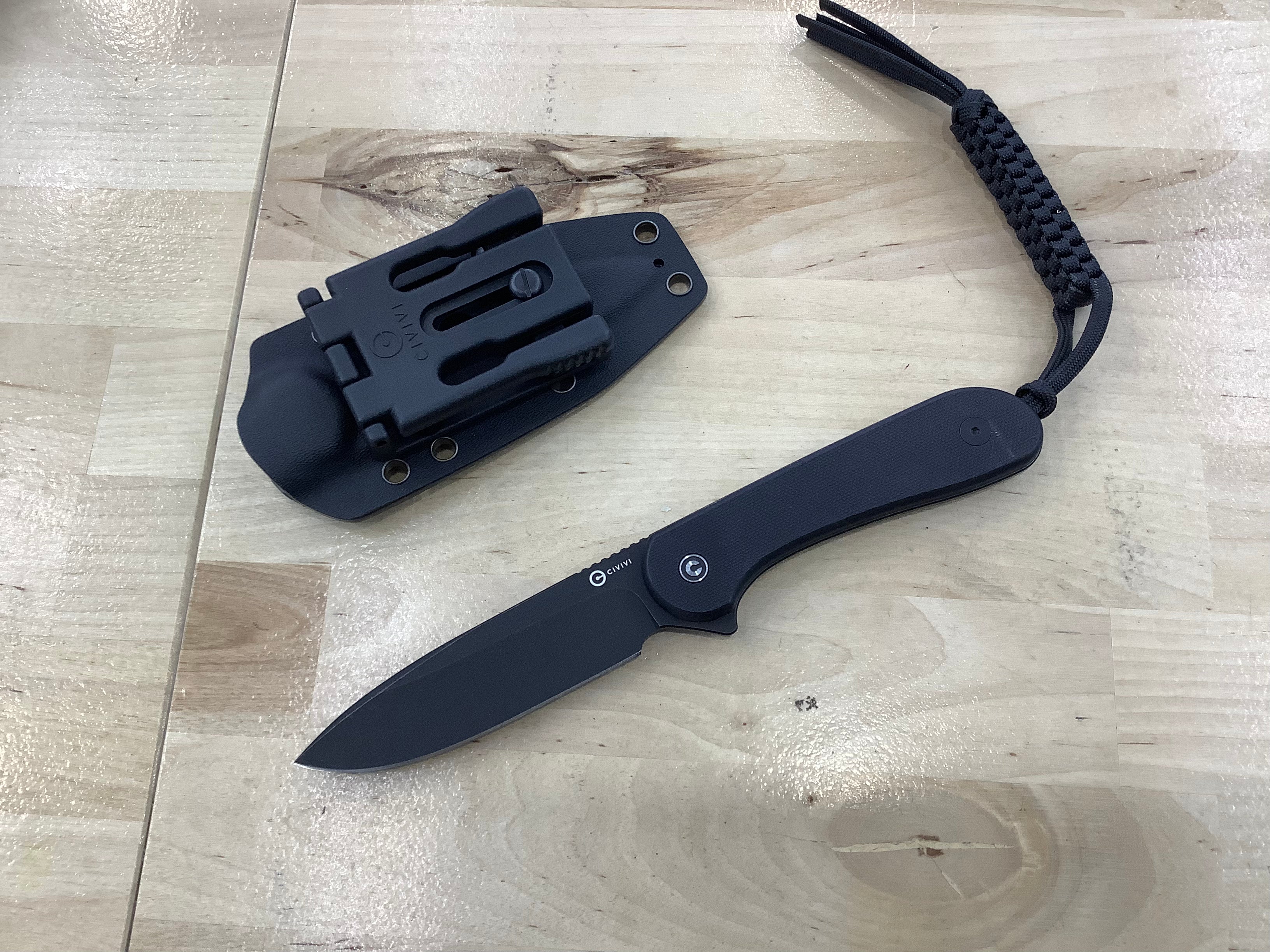 CIVIVI Fixed Blade Elementum Tactical Knife Black G10 Handle (3.98" D2 Black Blade) C2105A