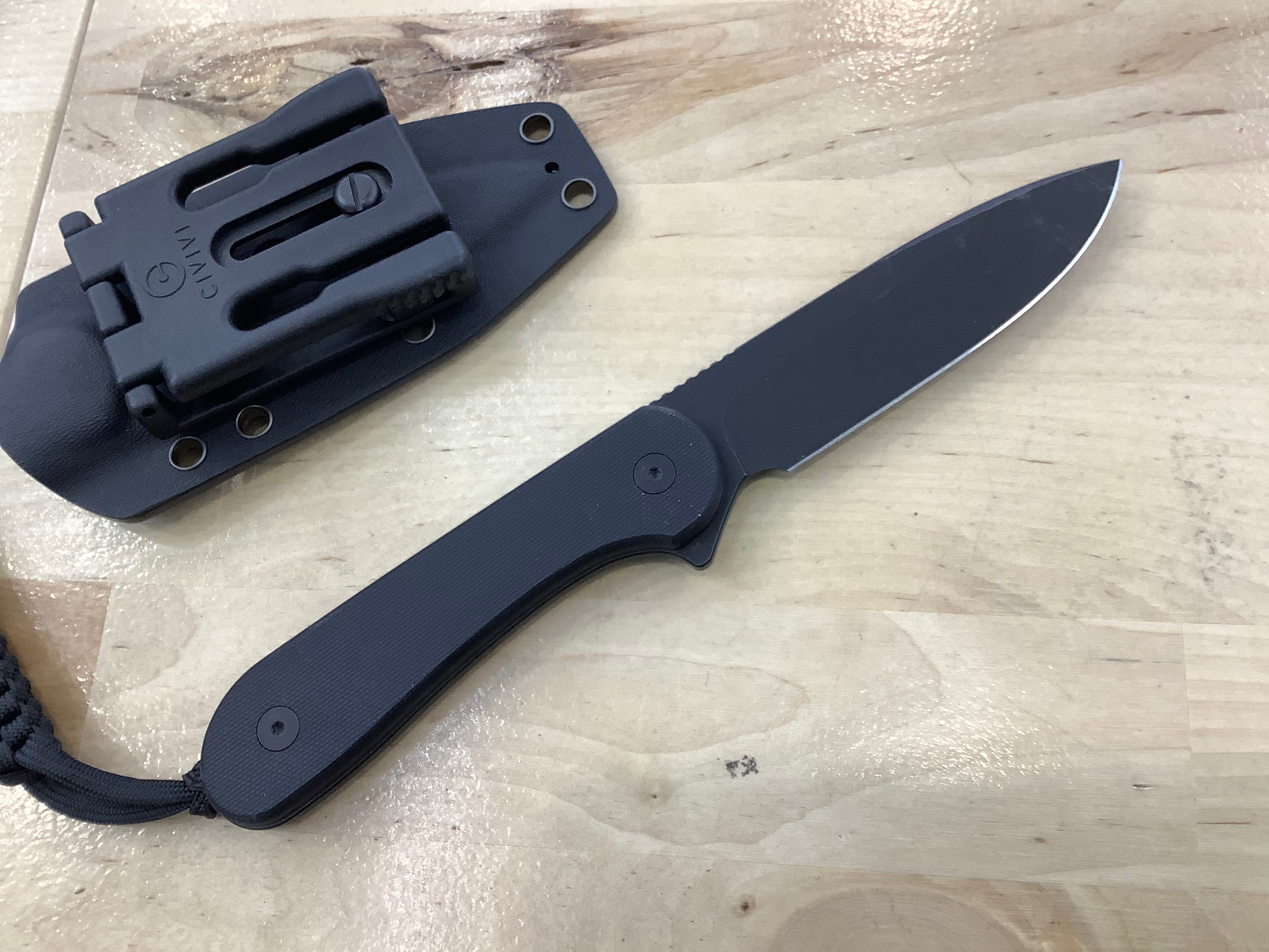 CIVIVI Fixed Blade Elementum Tactical Knife Black G10 Handle (3.98" D2 Black Blade) C2105A