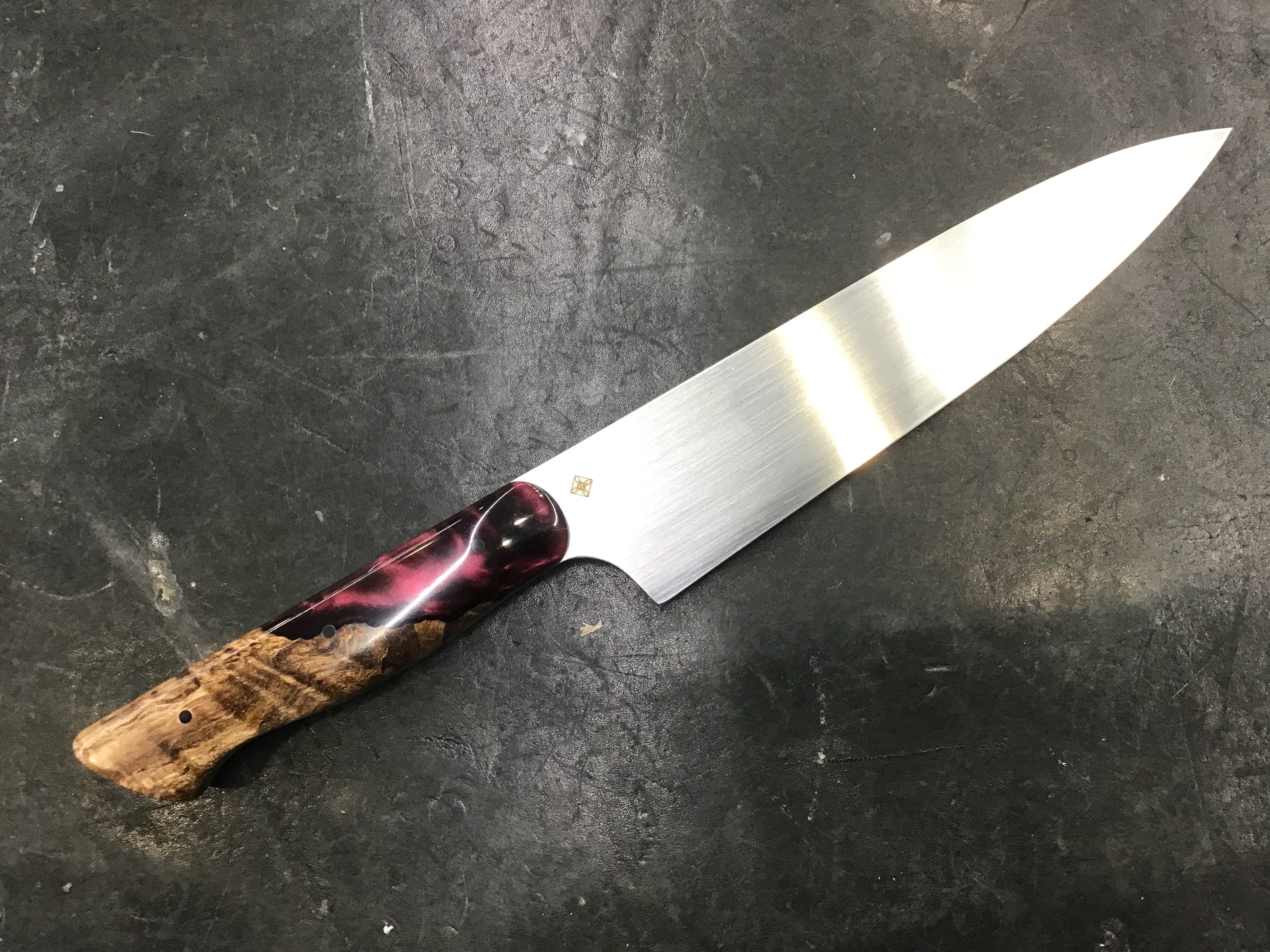 Gyuto Full Tang - CPM MagnaCut Hand Rubbed- Maple Burl & Resin Hybrid Handle