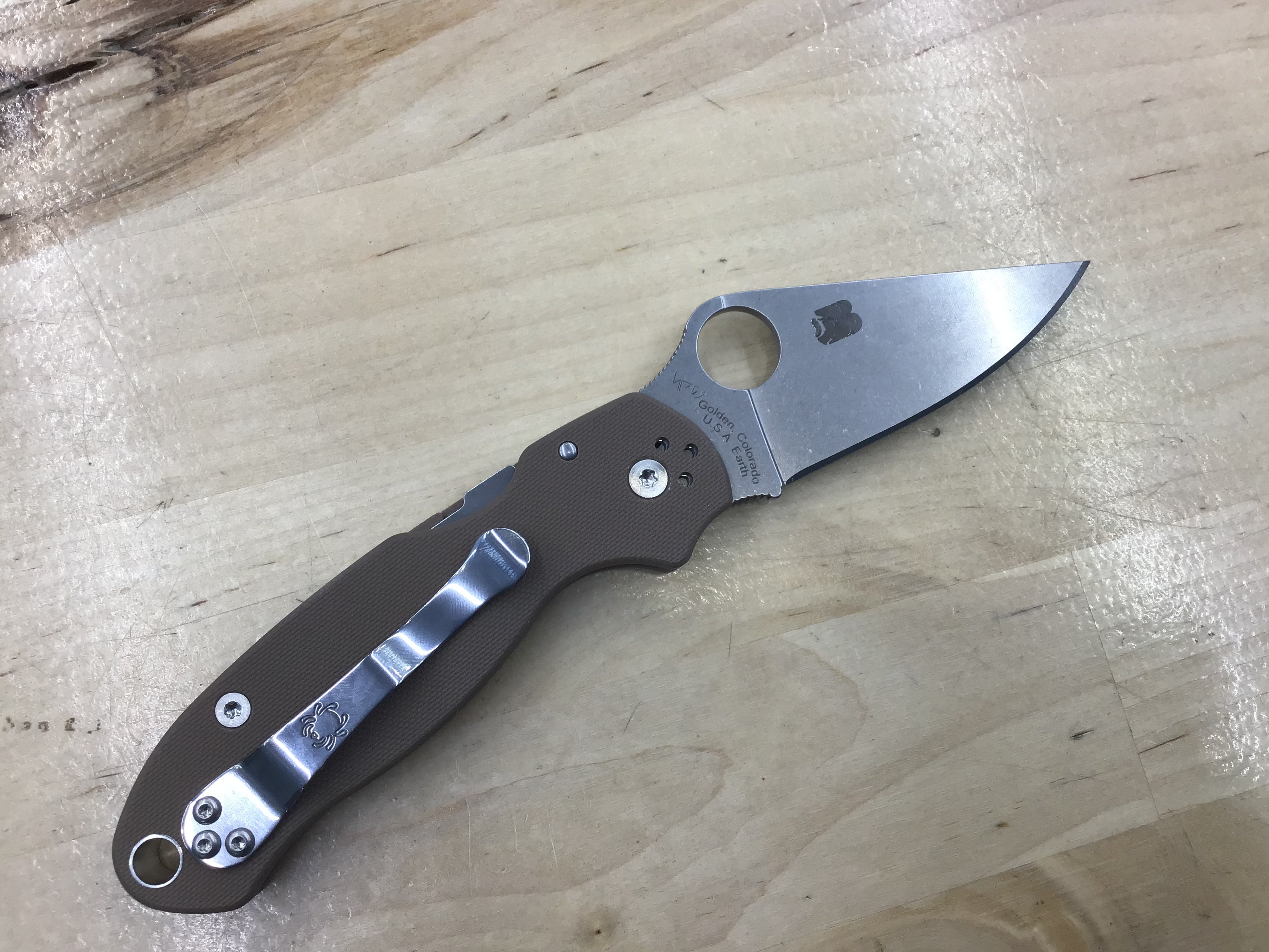 Spyderco Para 3 Sprint Run Knife Brown G-10 (2.9" Satin CPM 15V)