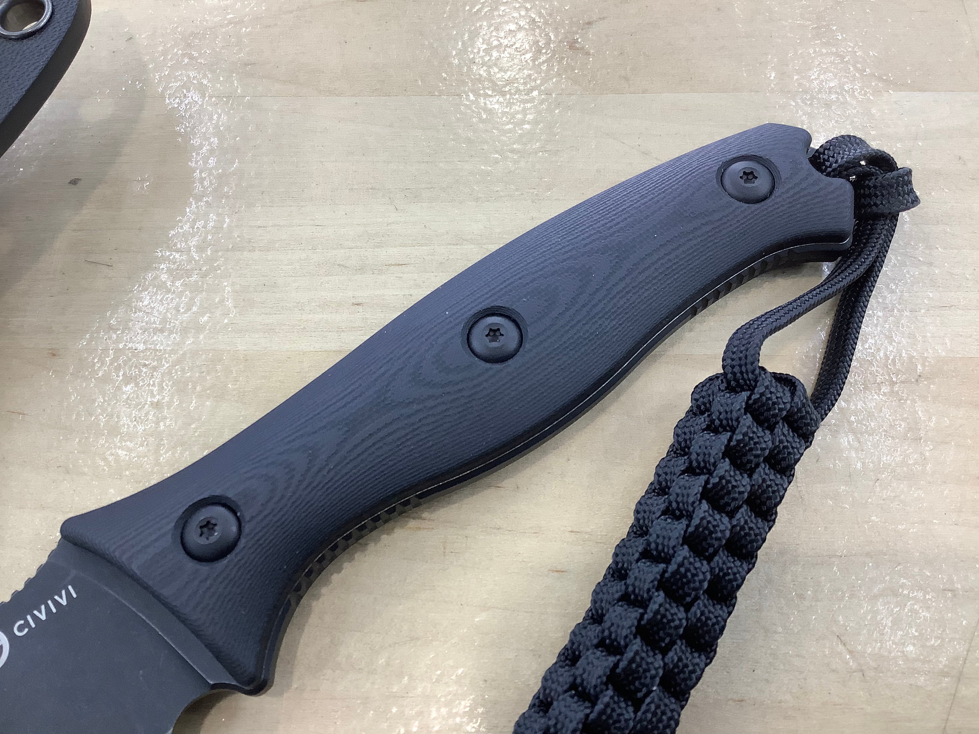 CIVIVI Stormridge Fixed Blade Knife Black G10 Handle (3.92" Black Stonewashed Nitro-V Blade) C23041-1, With 1PC Black Lanyard, Black Kydex Sheath and T-Clip