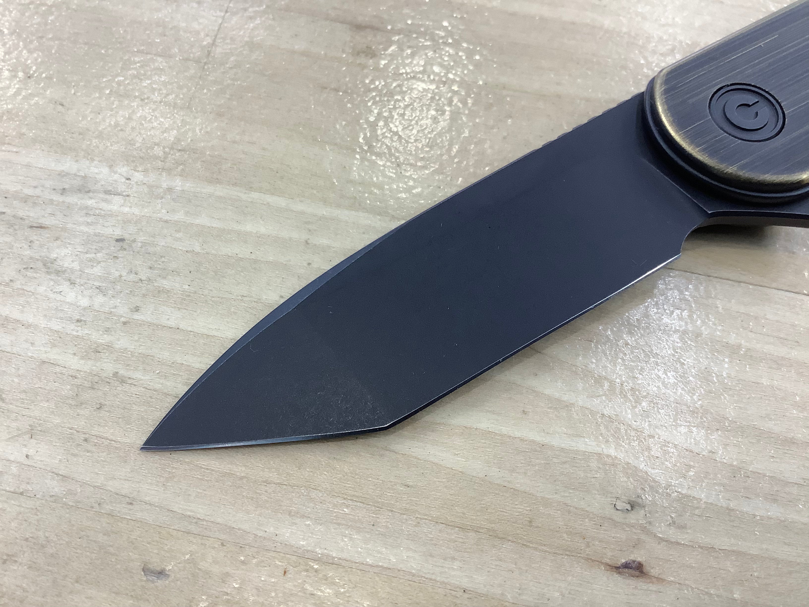 CIVIVI Elementum Flipper Knife Brass Handle (2.96" D2 Black Blade) C907T-A