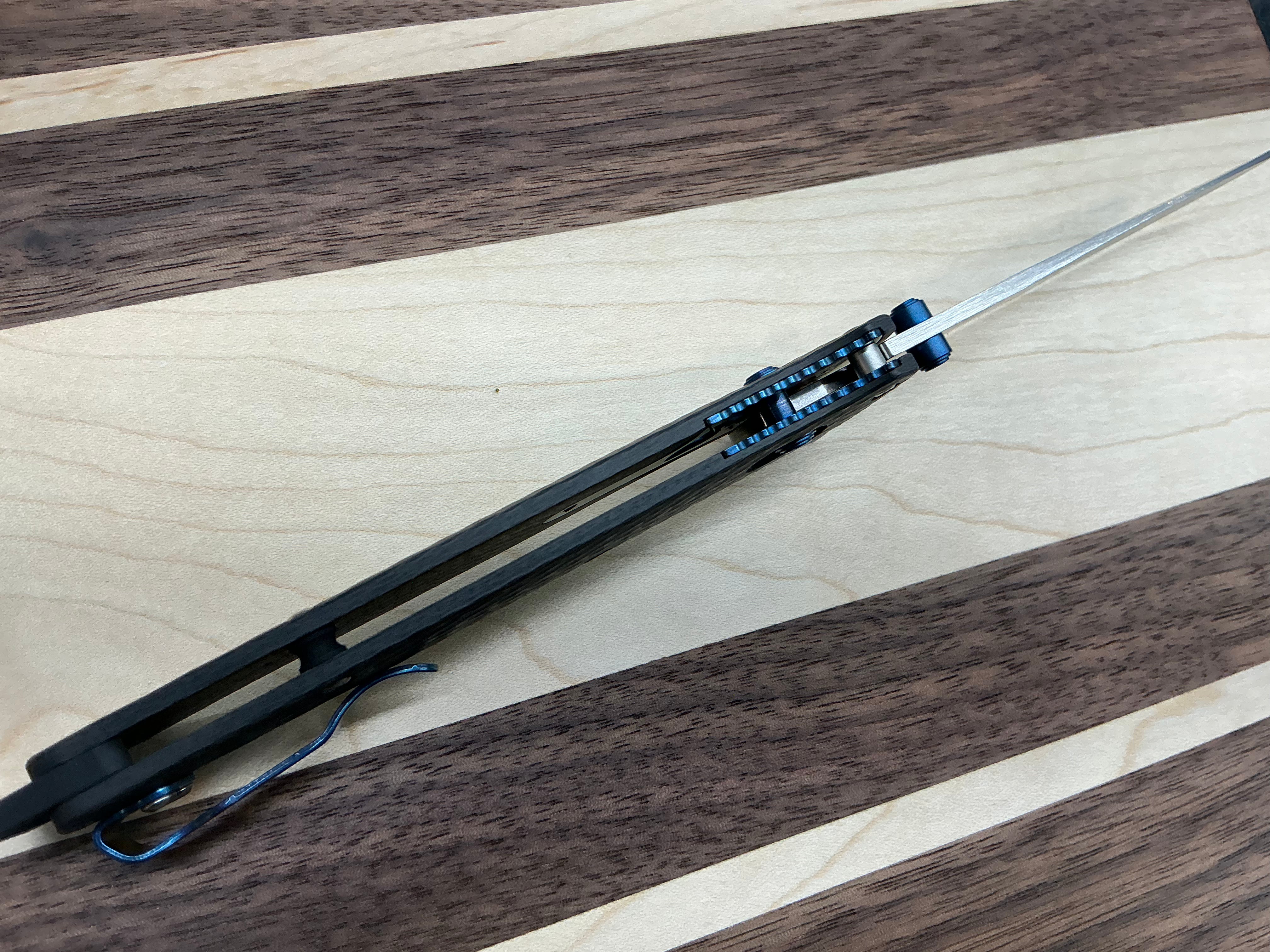 Benchmade Bailout AXIS Lock Knife Carbon Fiber Blue Hardware (3.4" SW)