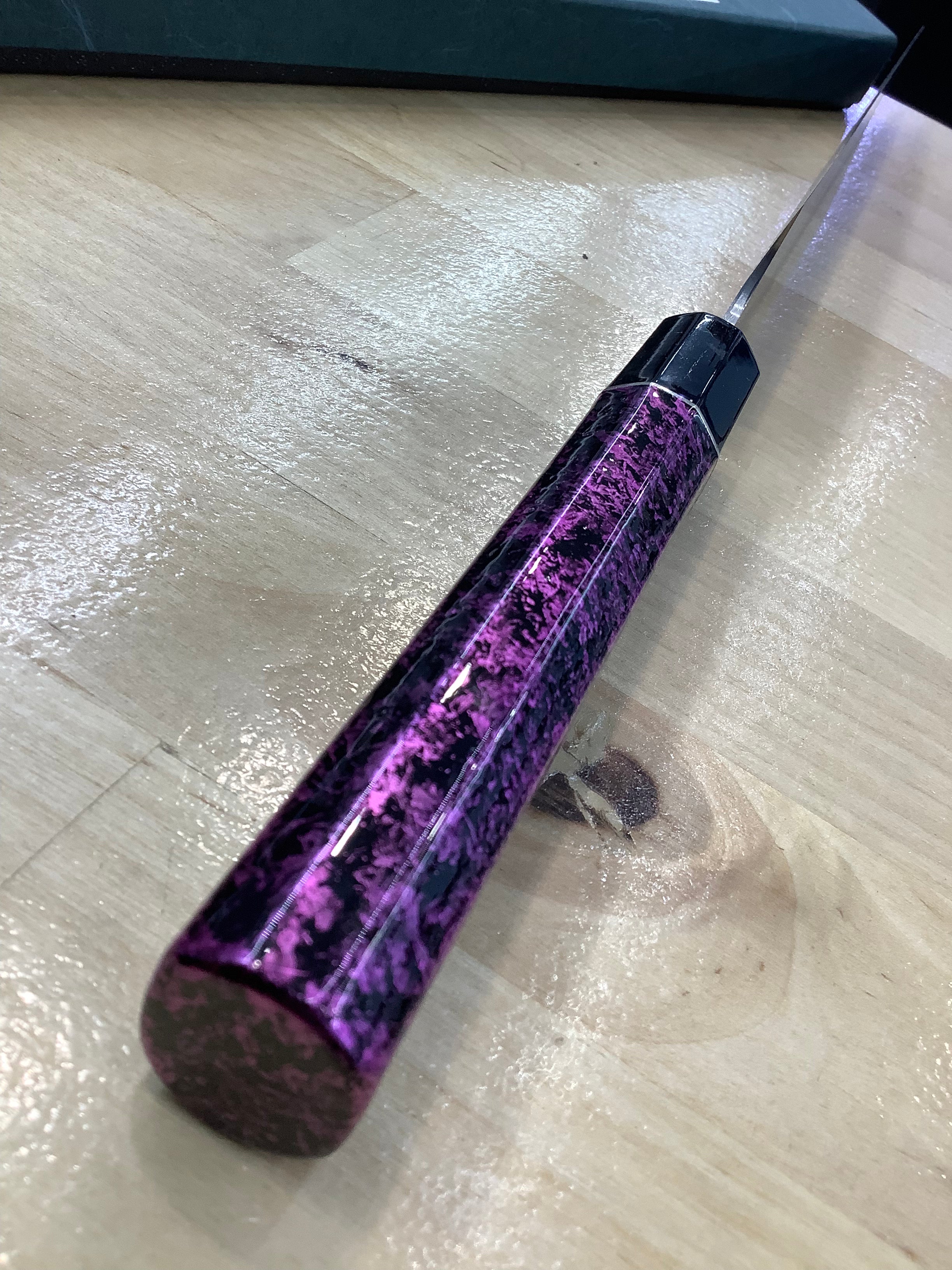 Hideo Kitaoka K-Tip Yanigiba Purple Lacquer Octagonal Handle 230mm (9”)