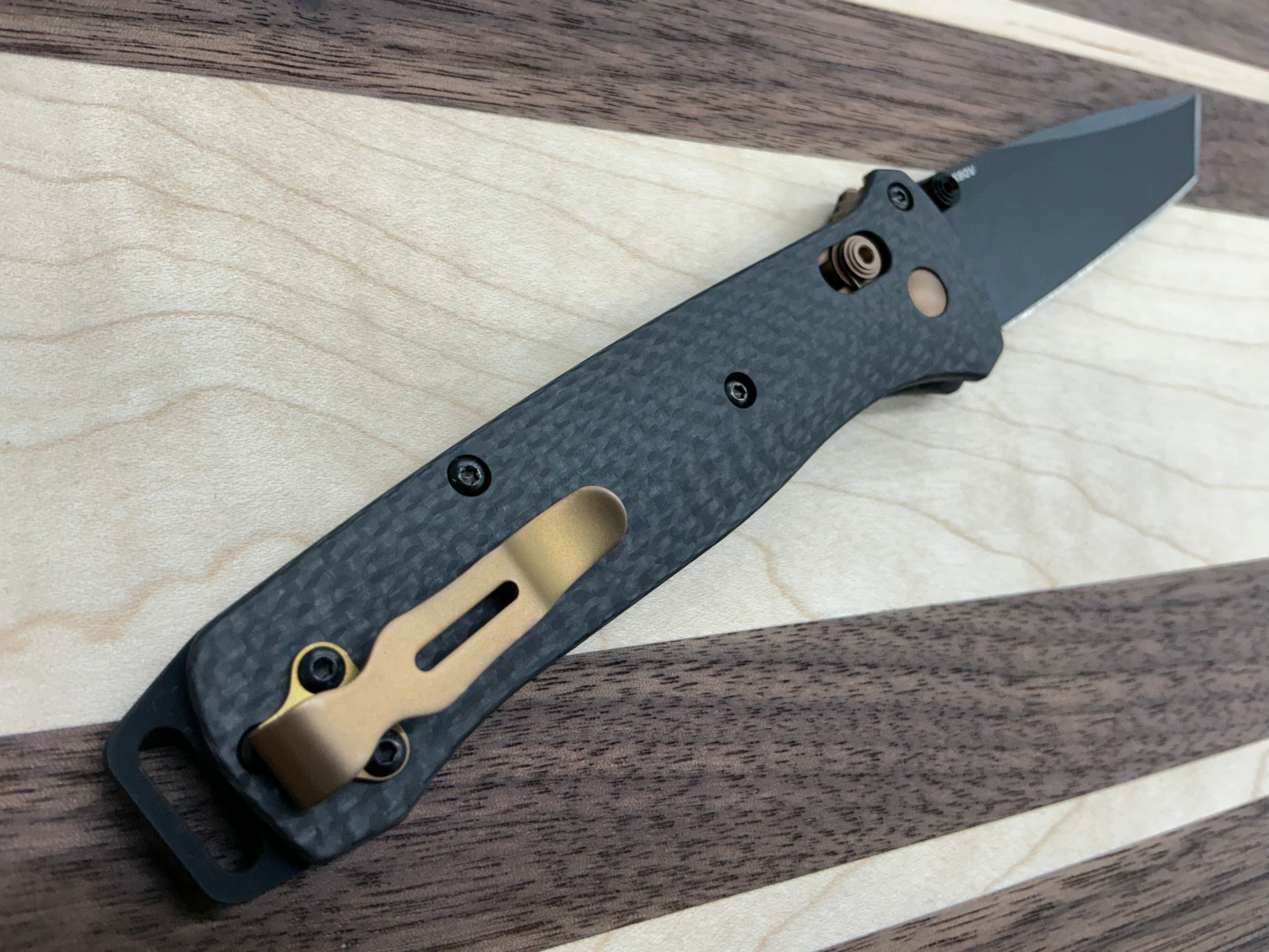 Benchmade Bailout AXIS Lock Knife Carbon Fiber Copper Hardware (3.4" Cerakote)