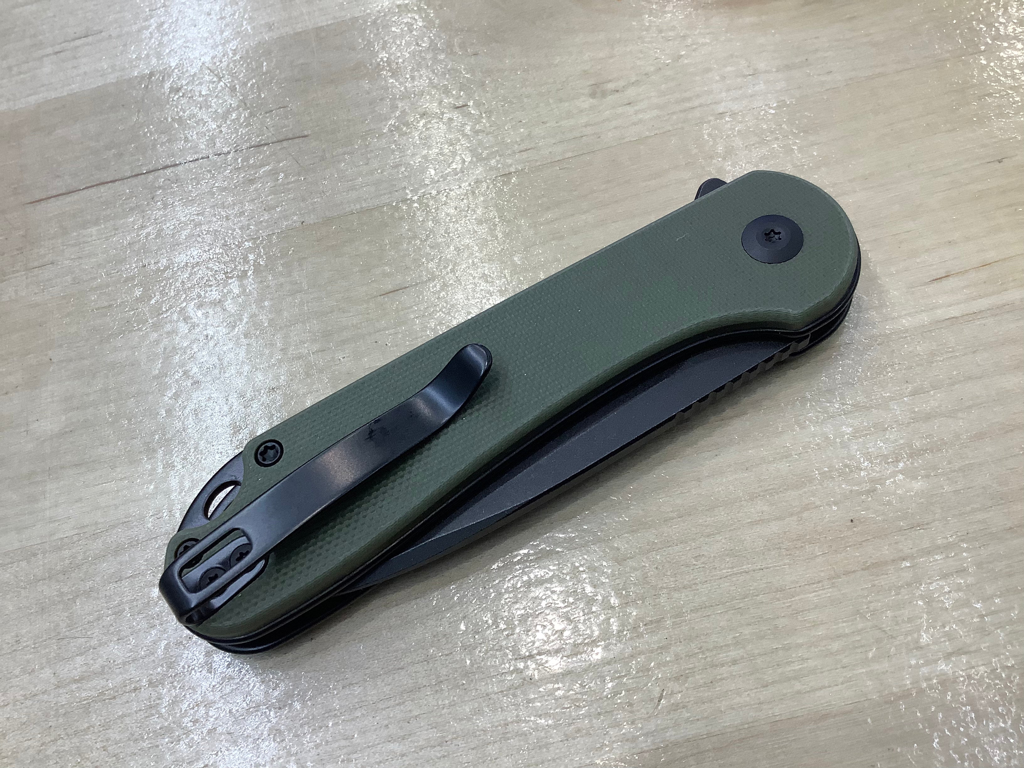 CIVIVI Button Lock Elementum II Pocket Knife Green G10 Handle (2.96" Nitro-V Black Blade) C18062P-3