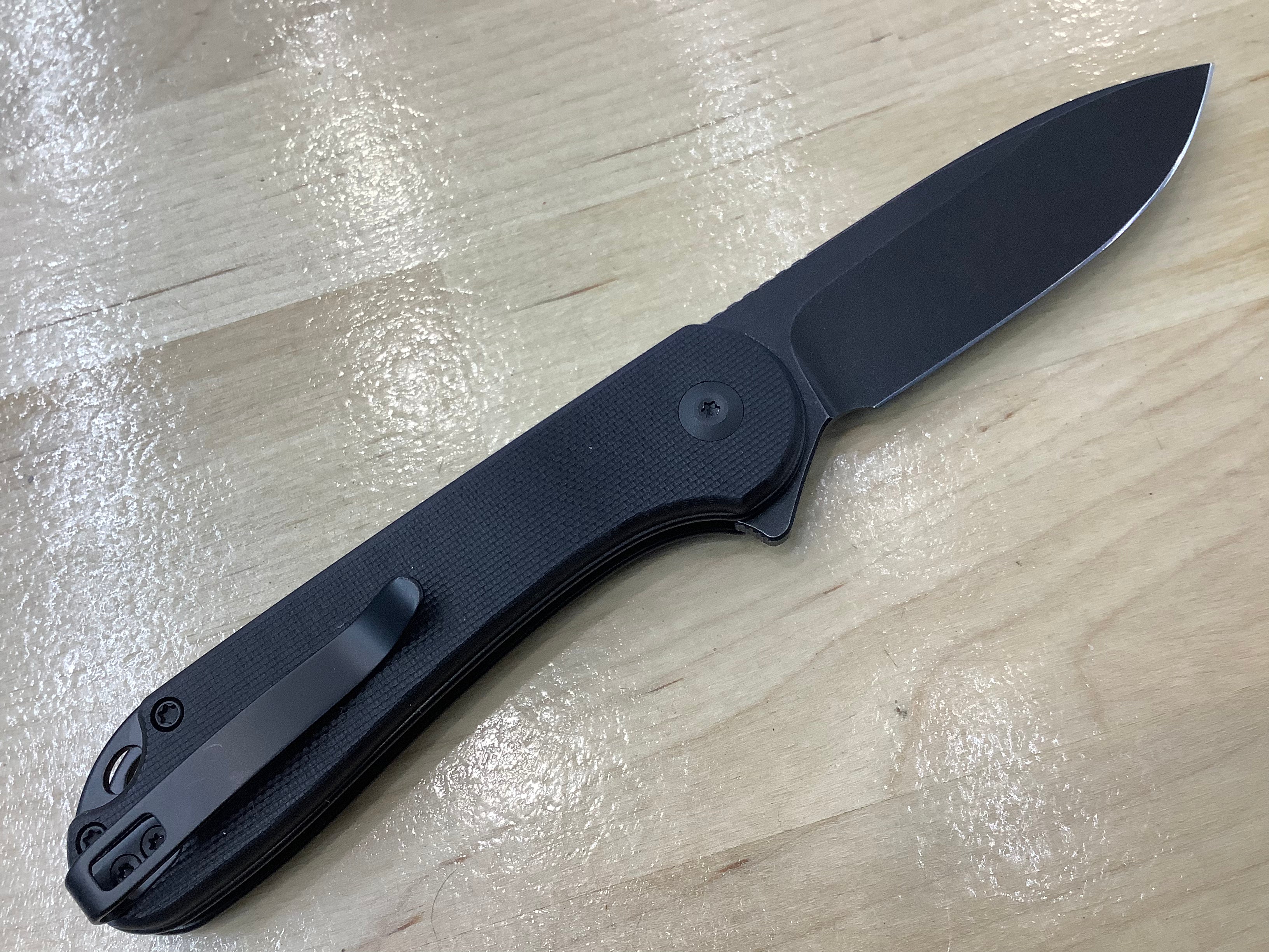 CIVIVI Button Lock Elementum II Pocket Knife Black G10 Handle (2.96" Nitro-V Black Blade) C18062P-1