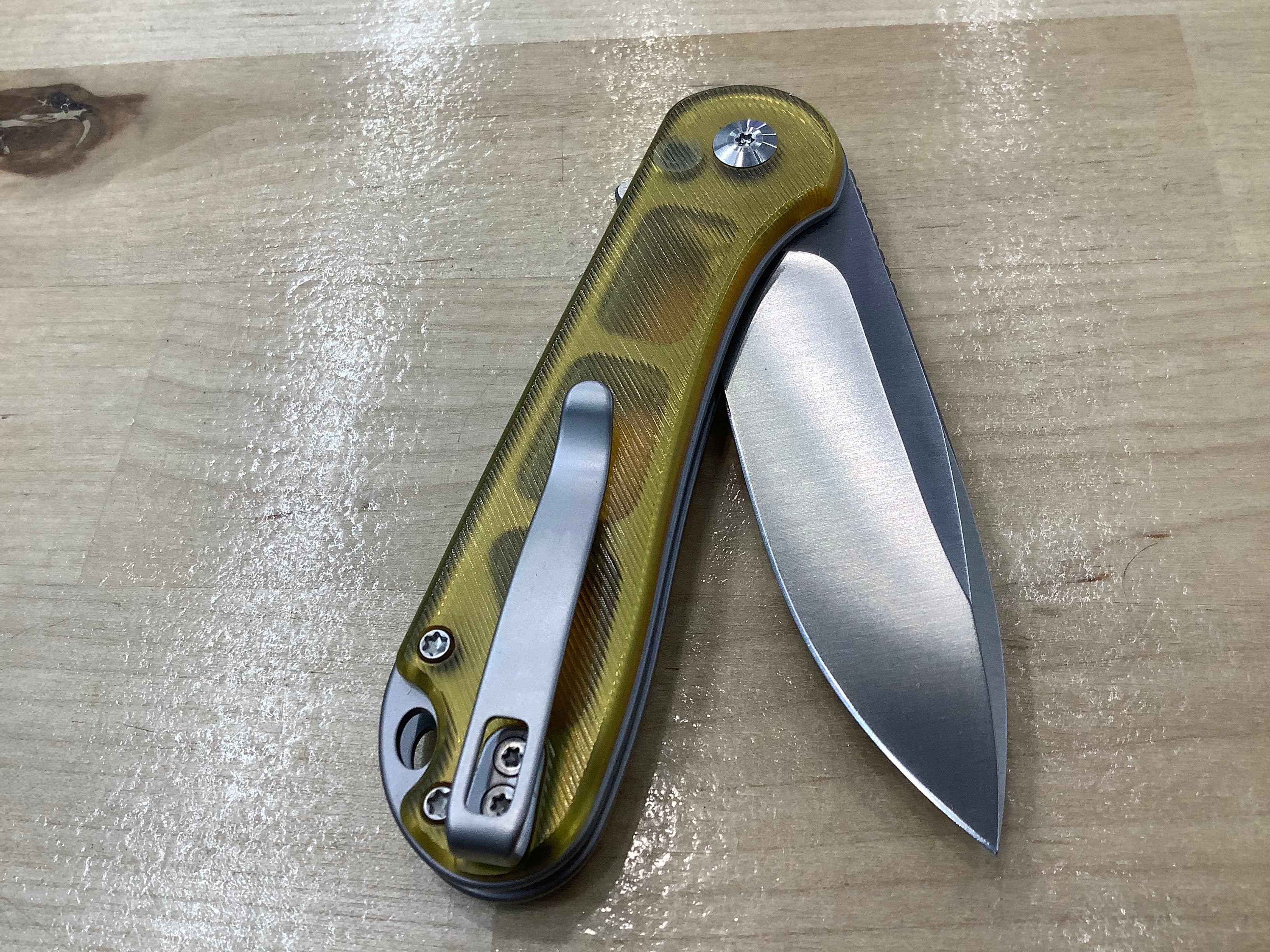 CIVIVI Button Lock Elementum II Pocket Knife Polished Ultem Handle (2.96" Nitro-V Blade) C18062P-7
