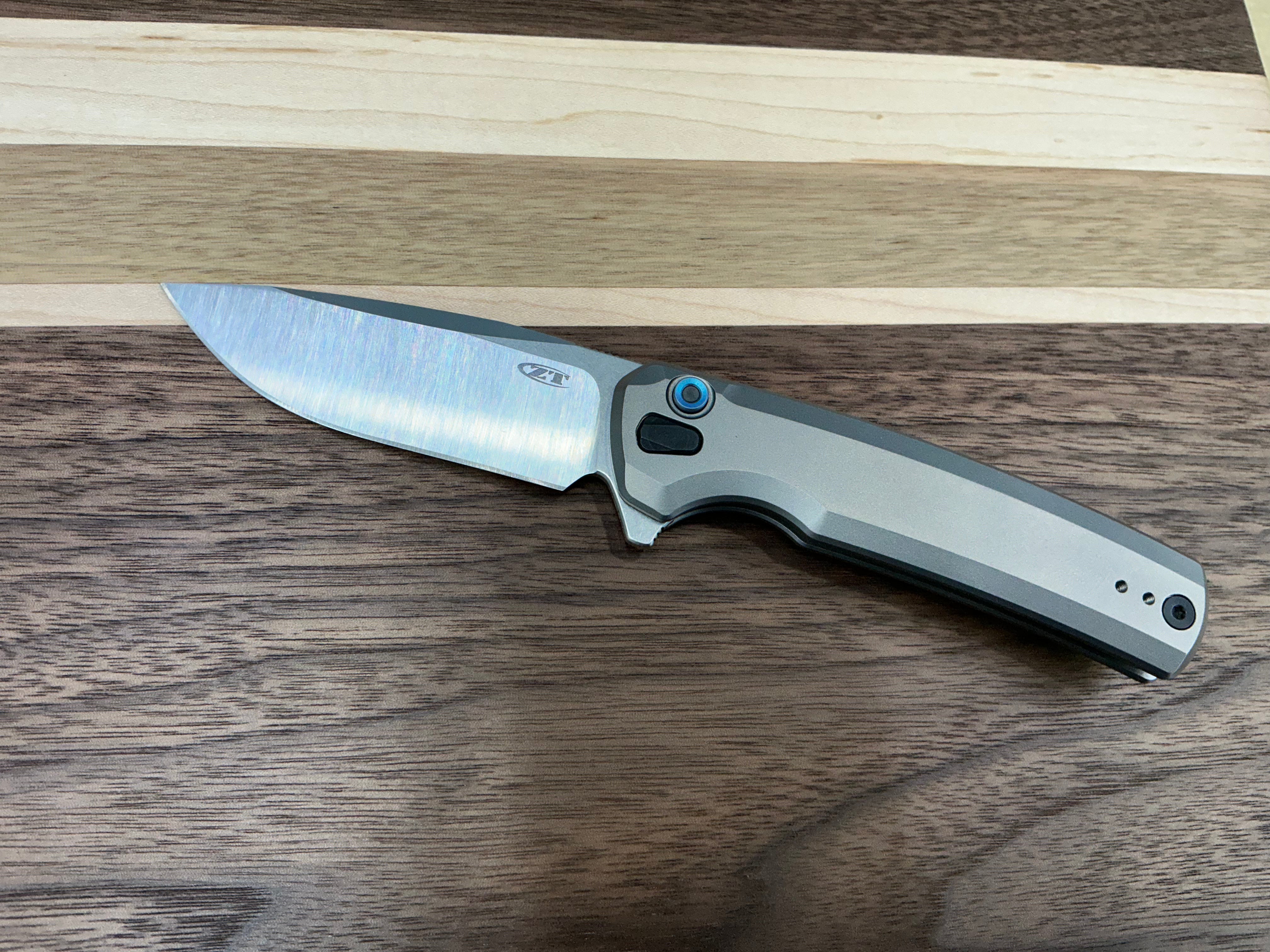 Zero Tolerance 0044 Button Lock Knife Gray Titanium (3.25" Satin) ZT
