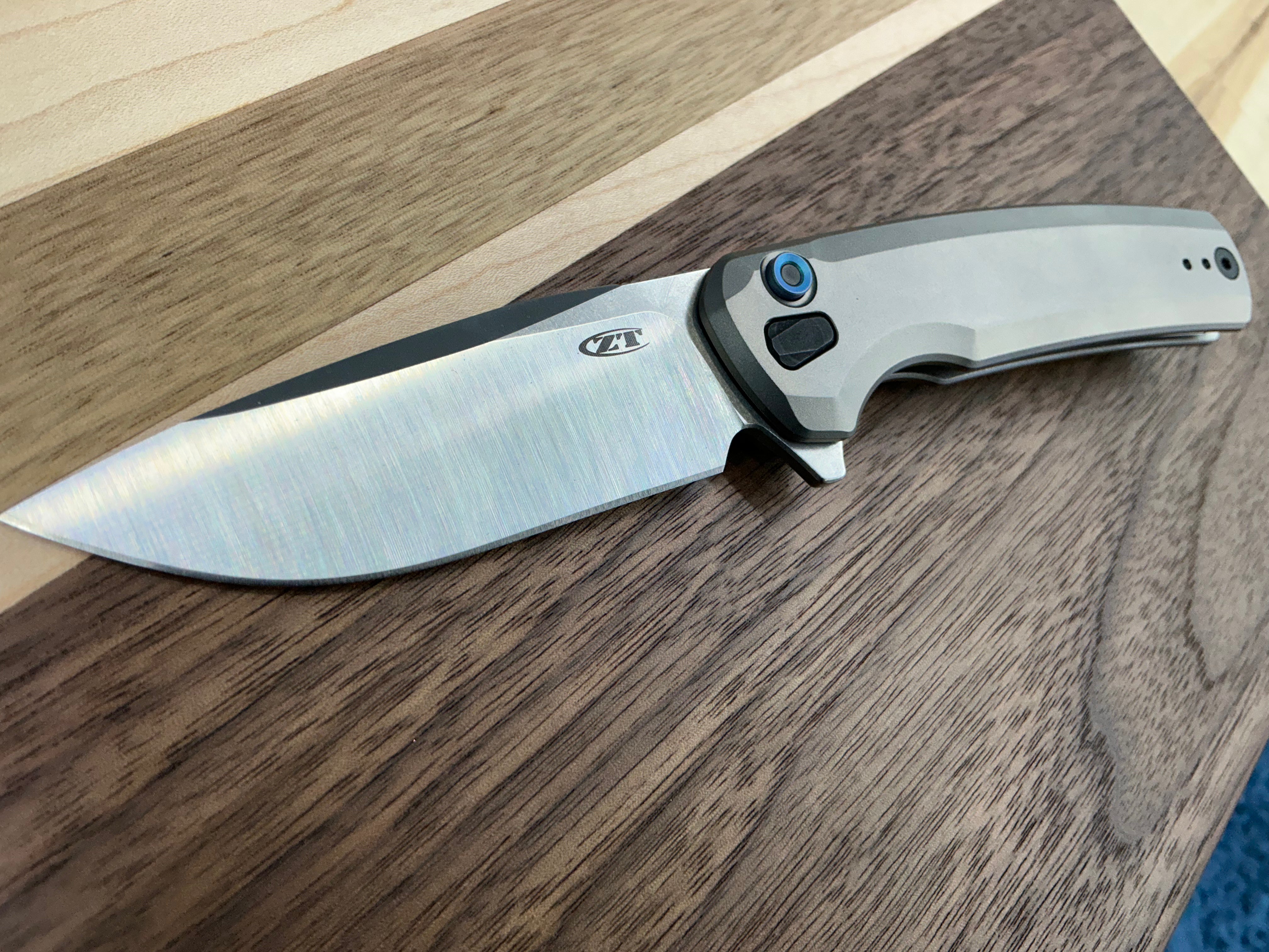 Zero Tolerance 0044 Button Lock Knife Gray Titanium (3.25" Satin) ZT