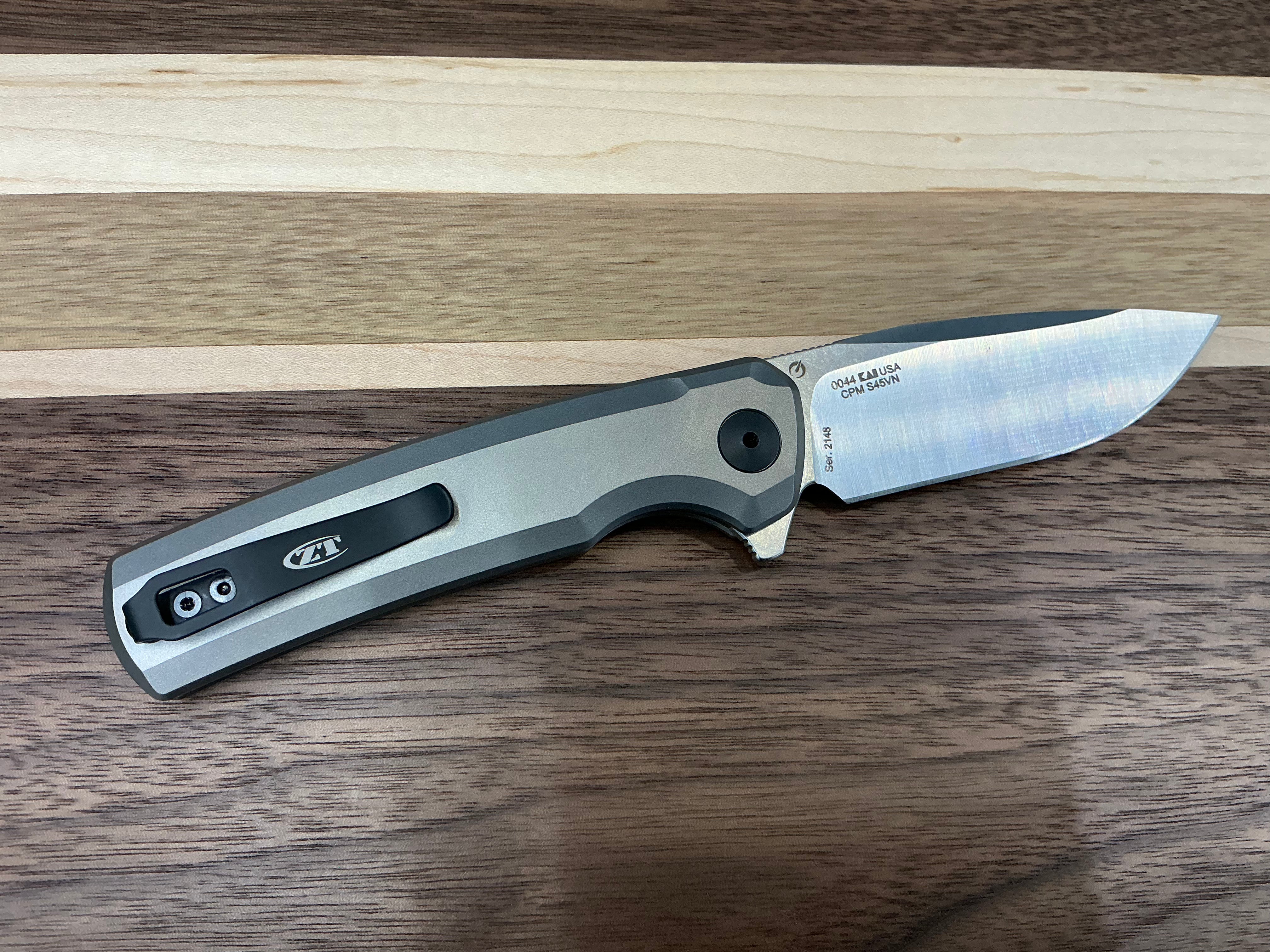 Zero Tolerance 0044 Button Lock Knife Gray Titanium (3.25" Satin) ZT